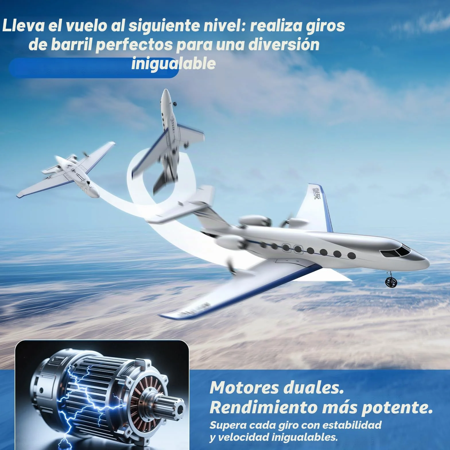 DEERC Avion Teledirigido G650, Jet Privado, Avión RC de 3 Canales, Juguete, giroestabilizador de 6 Ejes de 2,4 GHz, Planeador RTF, fácil de Volar, Ideal para Principiantes, niños y Adultos.