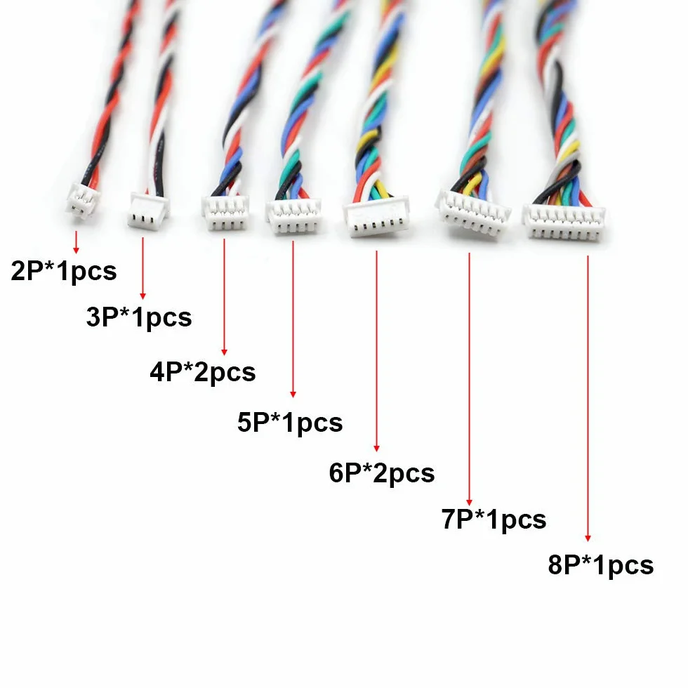 Cable Adaptador Dupont de Paso de 1,25mm a 2,54mm, 9 Uds., Compatible con Molex PicoBlade para Controlador de Vuelo Pixhawk, Dron RC de 2 Pines a 8P