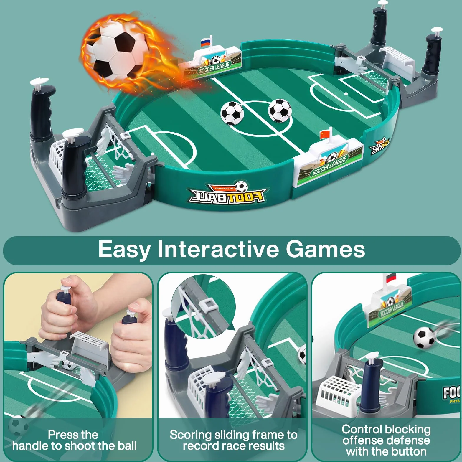 Mini Juego de Fútbol 8 Bolas, Futbolin Futbolines para Niños, Juegos de Mesa de Fútbol, Rompecabezas Juguete Interactivo Entre Padres e Hijos para Ninos