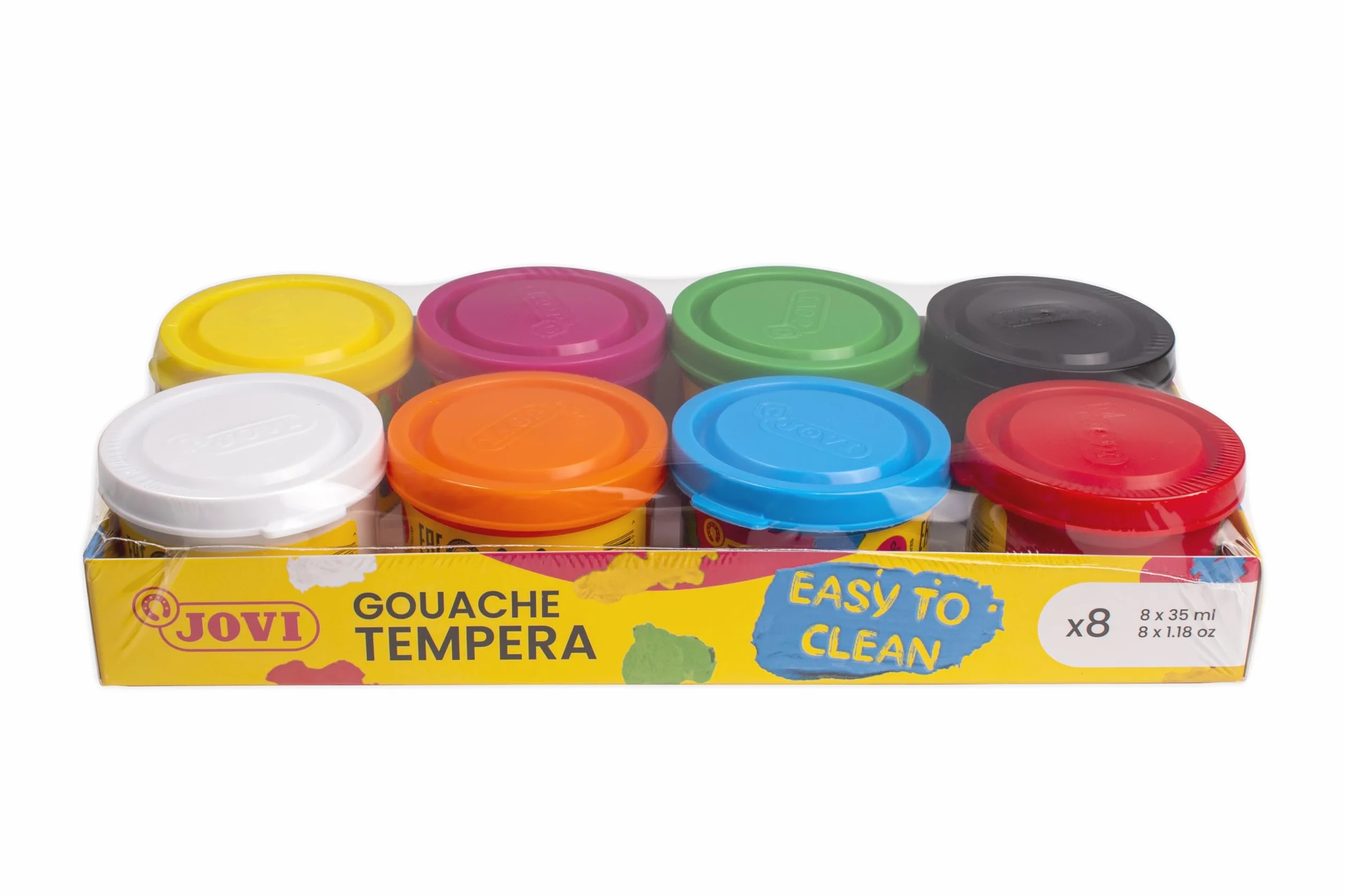 Jovi - Témpera líquida, 8 botes de temperas de 35ml, colores primarios | Lavables, temperas escolares, pintura manualidades