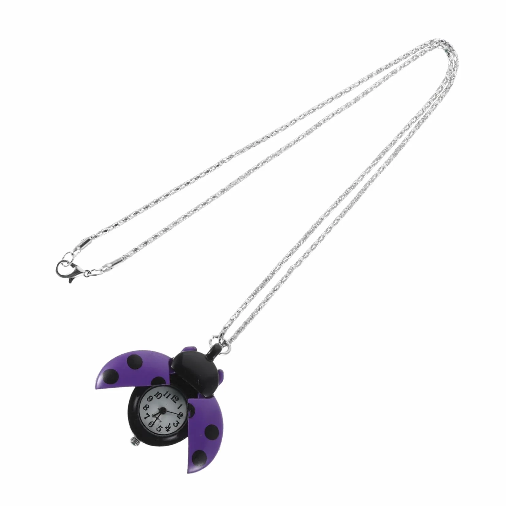 Reloj de Bolsillo Mariquita Púrpura Aleación Cristal Cronometraje Preciso Cosplay