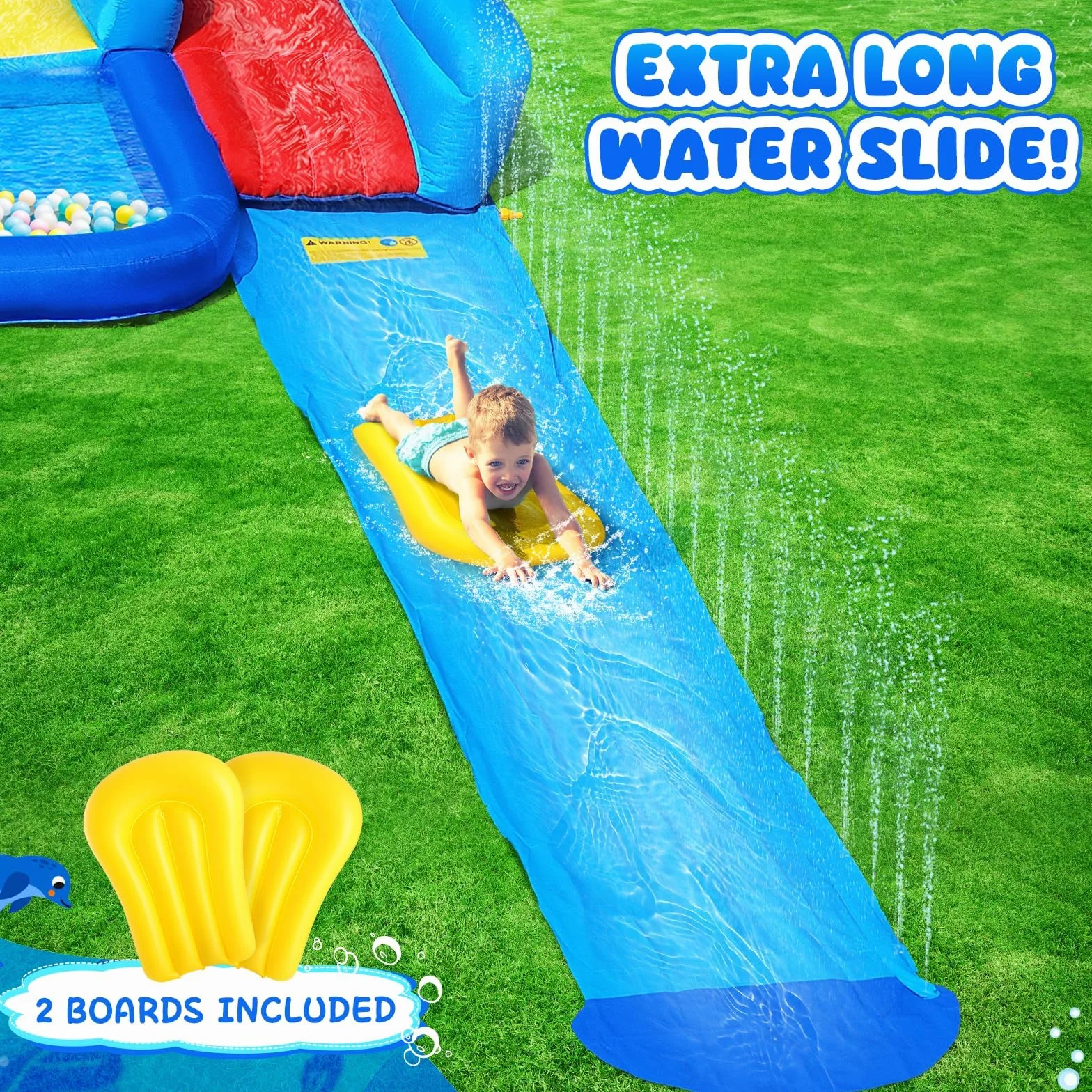 GYMMAL Castillo Hinchable para Niños, Parque Infantil Exterior, con Pared de Escalada y Tobogán Doble - Hinchable para Niños 3-12 Años (4x3,6x2,6m)