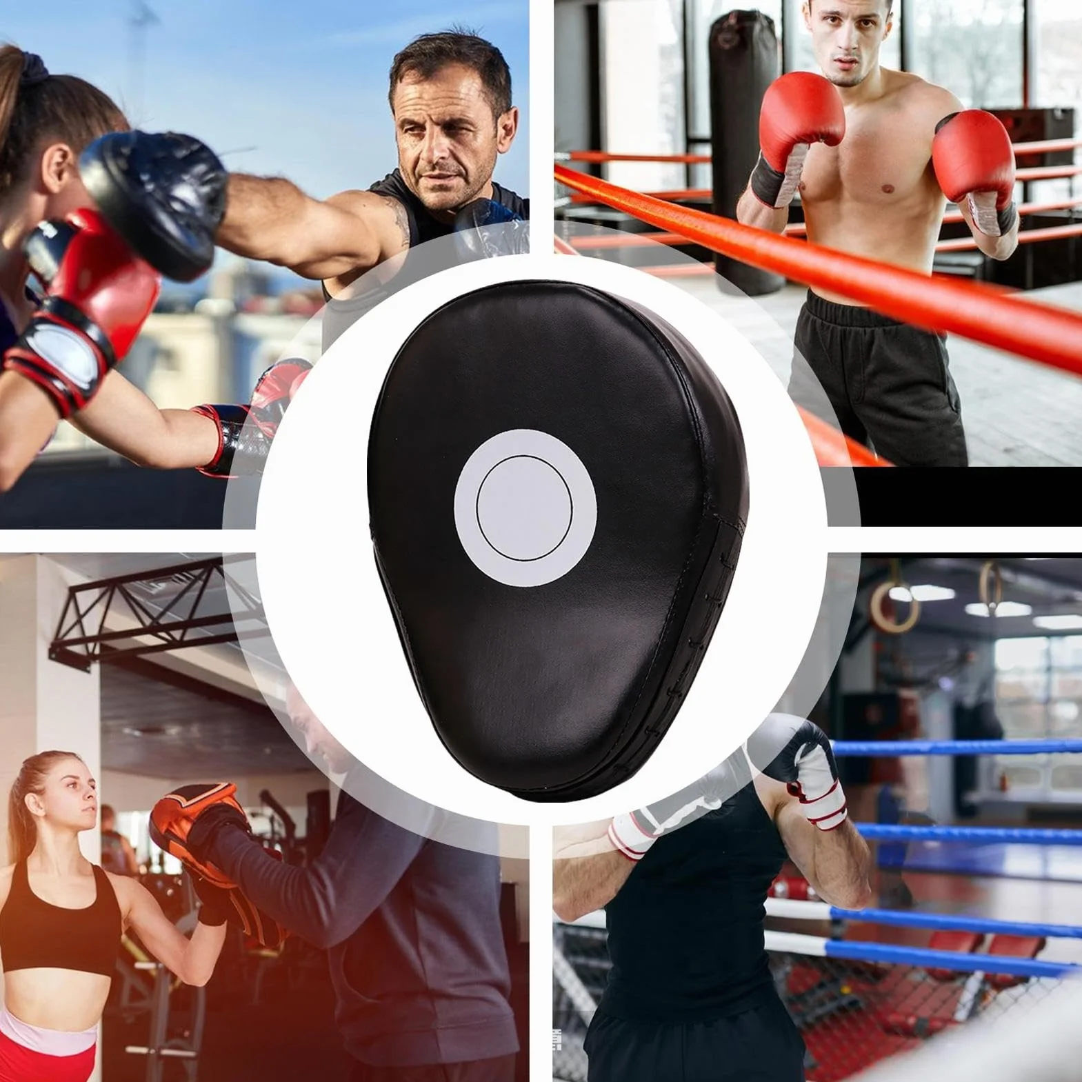 Guantes de boxeo de cuero profesionales para adultos, almohadillas curvadas MMA equipo artes marciales