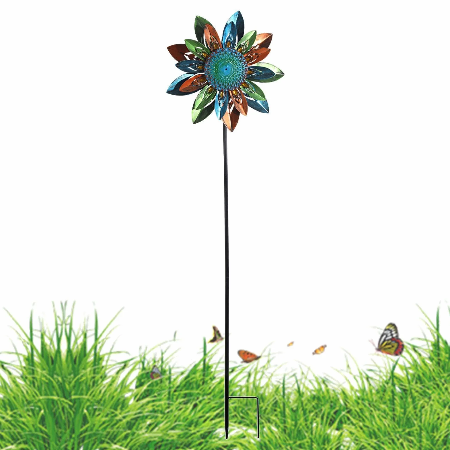 Molinillos de viento para patio, con estaca, decoración decorativa para patio, molino de viento para césped, para patio, , porche, balcón, maceta, de inauguración de la casa