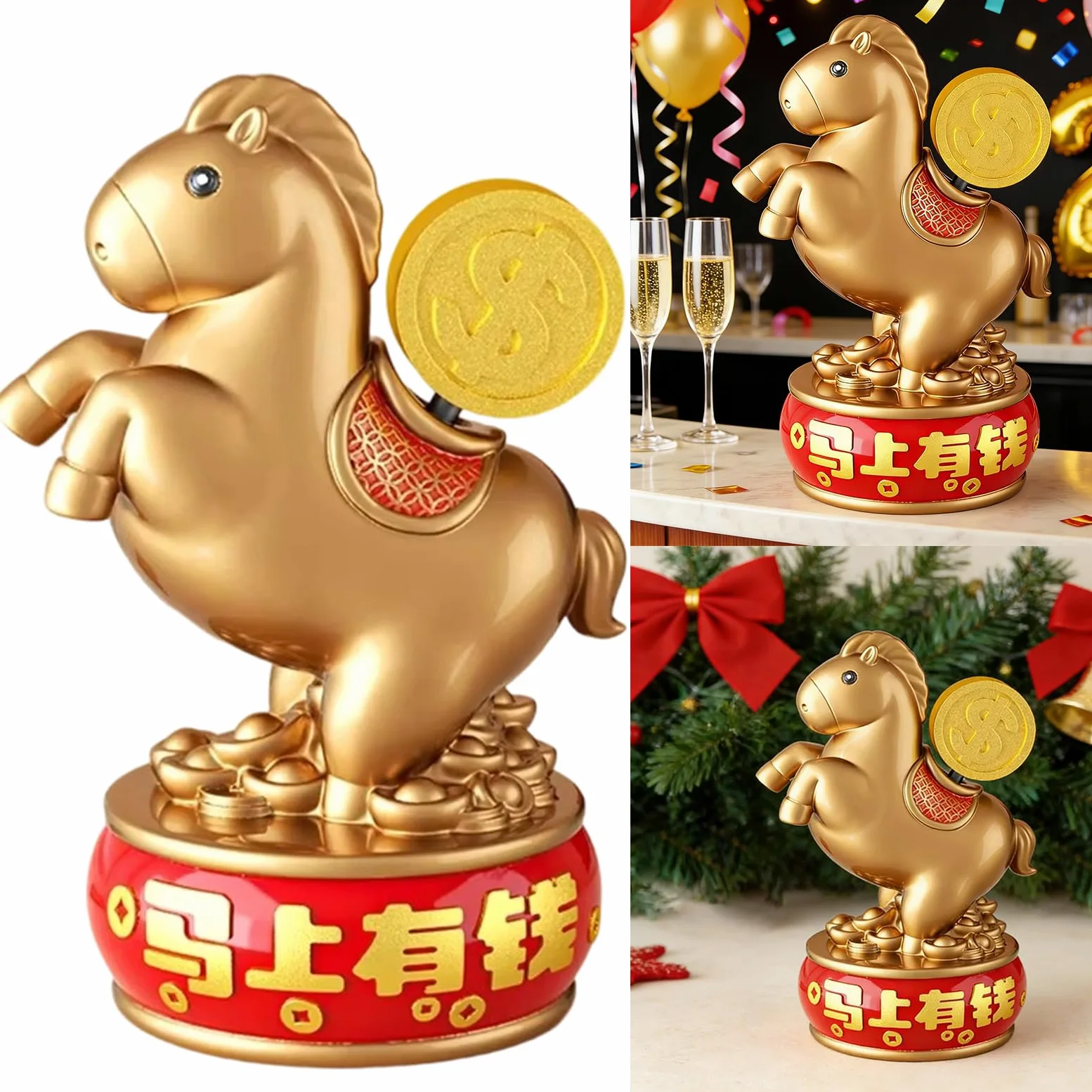 Figuras de caballo de año nuevo chino, adorno de escritorio, estatuas de resina del zodiaco que traen la suerte, riqueza, decoración de oficinas en el hogar, estatuas de caballos