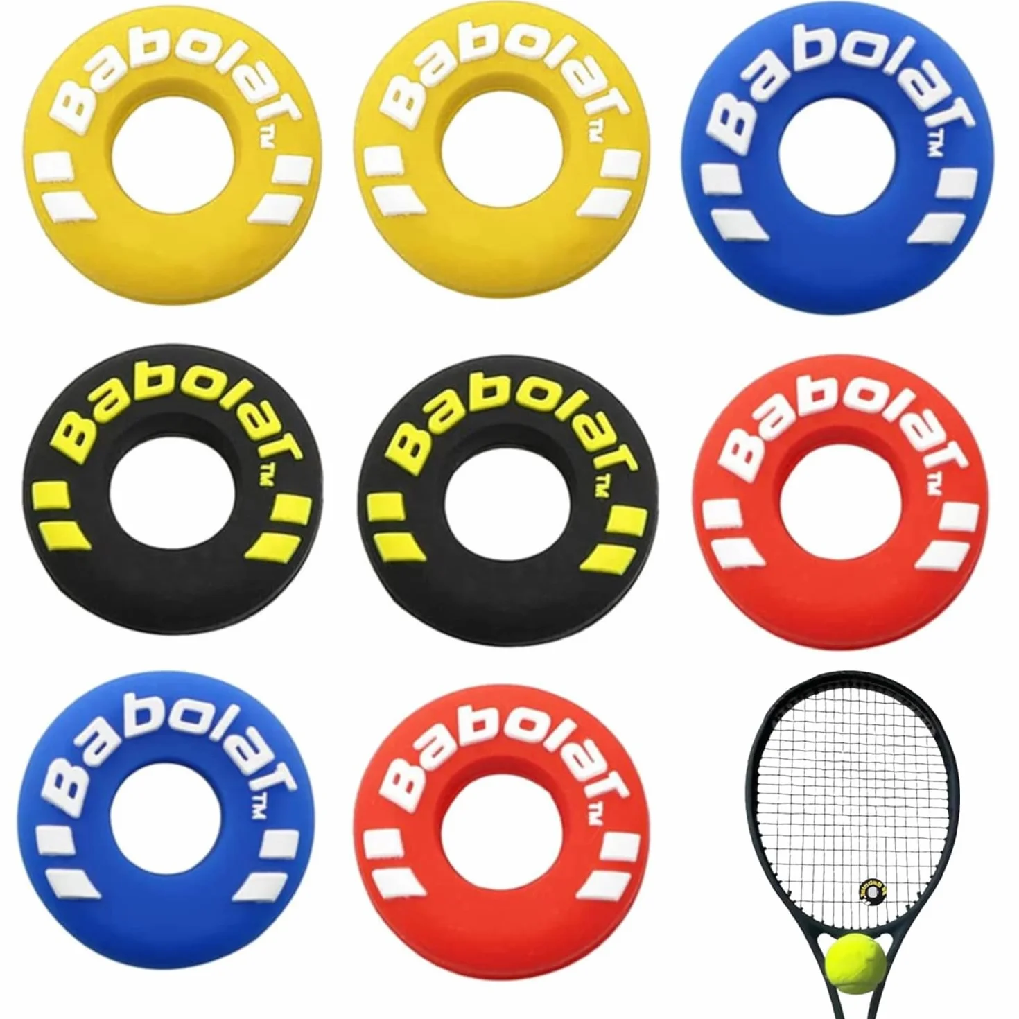 Amortiguador de Vibración para Raqueta de Tenis 8 Piezas Goma Suave Absorbedor de Impacto