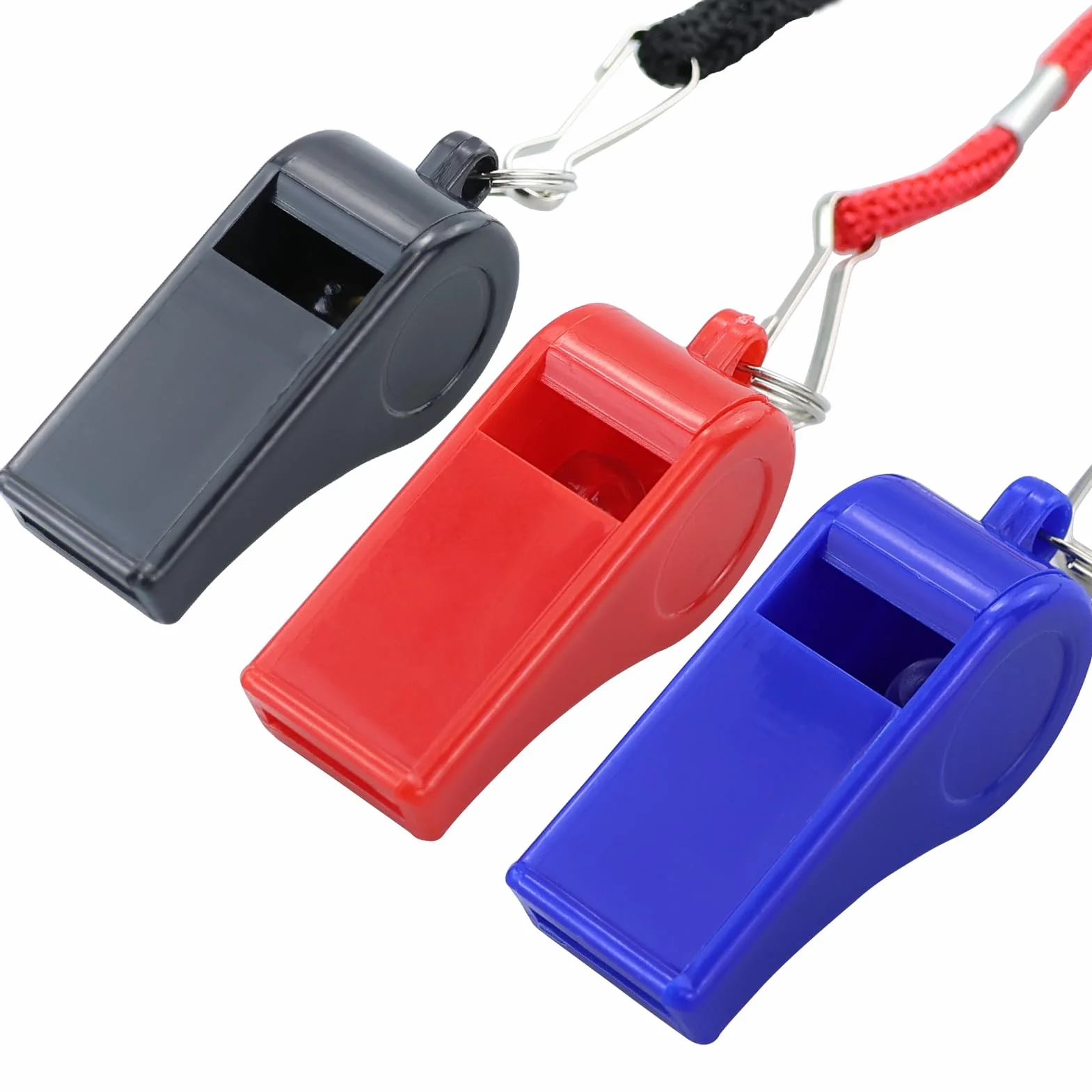 Lote de 3 Silbatos Deportivos con Cordón, Sonido Fuerte para Árbitros, Entrenamiento y Supervivencia