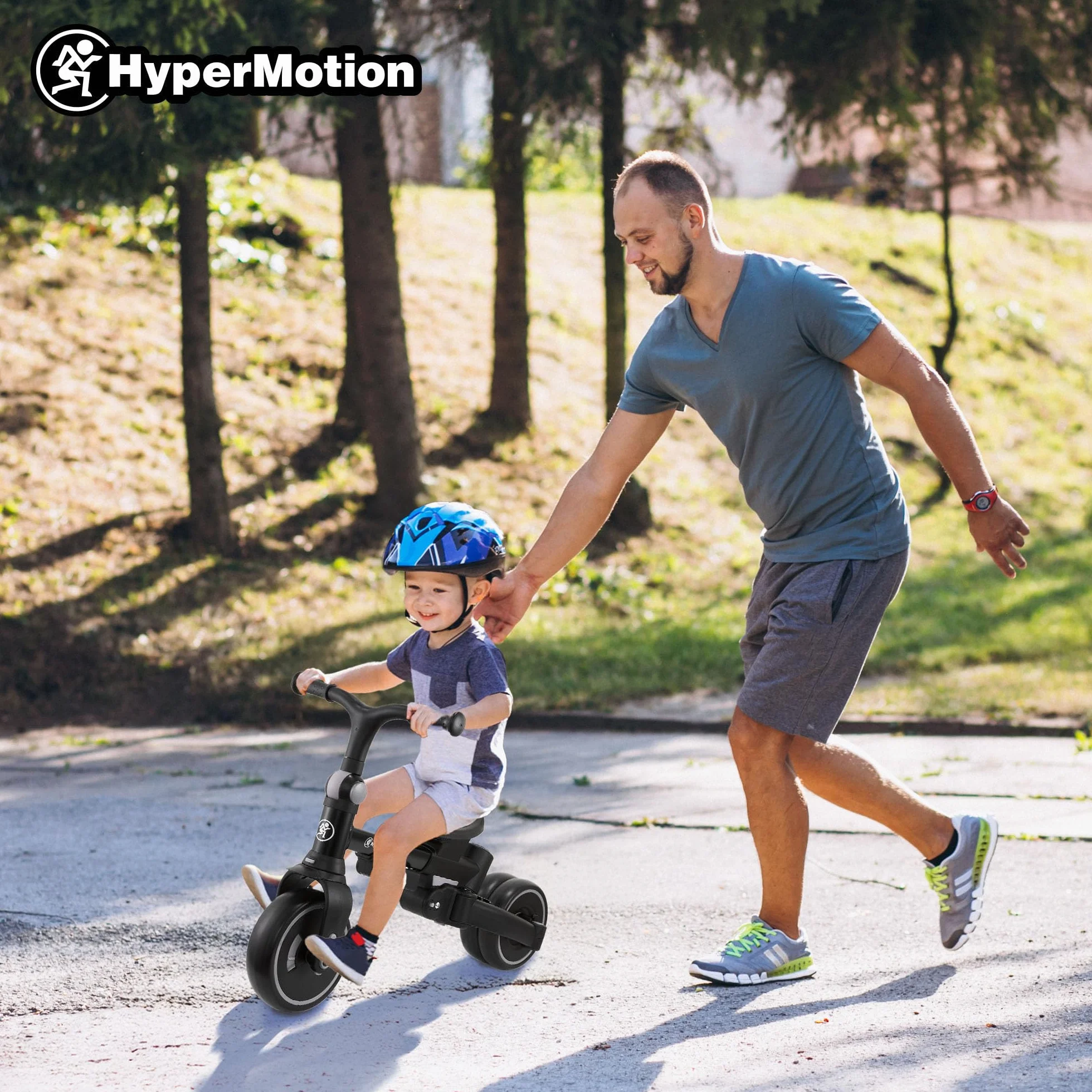 HyperMotion Triciclo Evolutivo 8 en 1 con Asiento Giratorio 360° – Triciclo Bebe Reclinable y Plegable con Capota, Arnés y Barra de Empuje – Trike Infantil para Niños de 1 a 5 Años