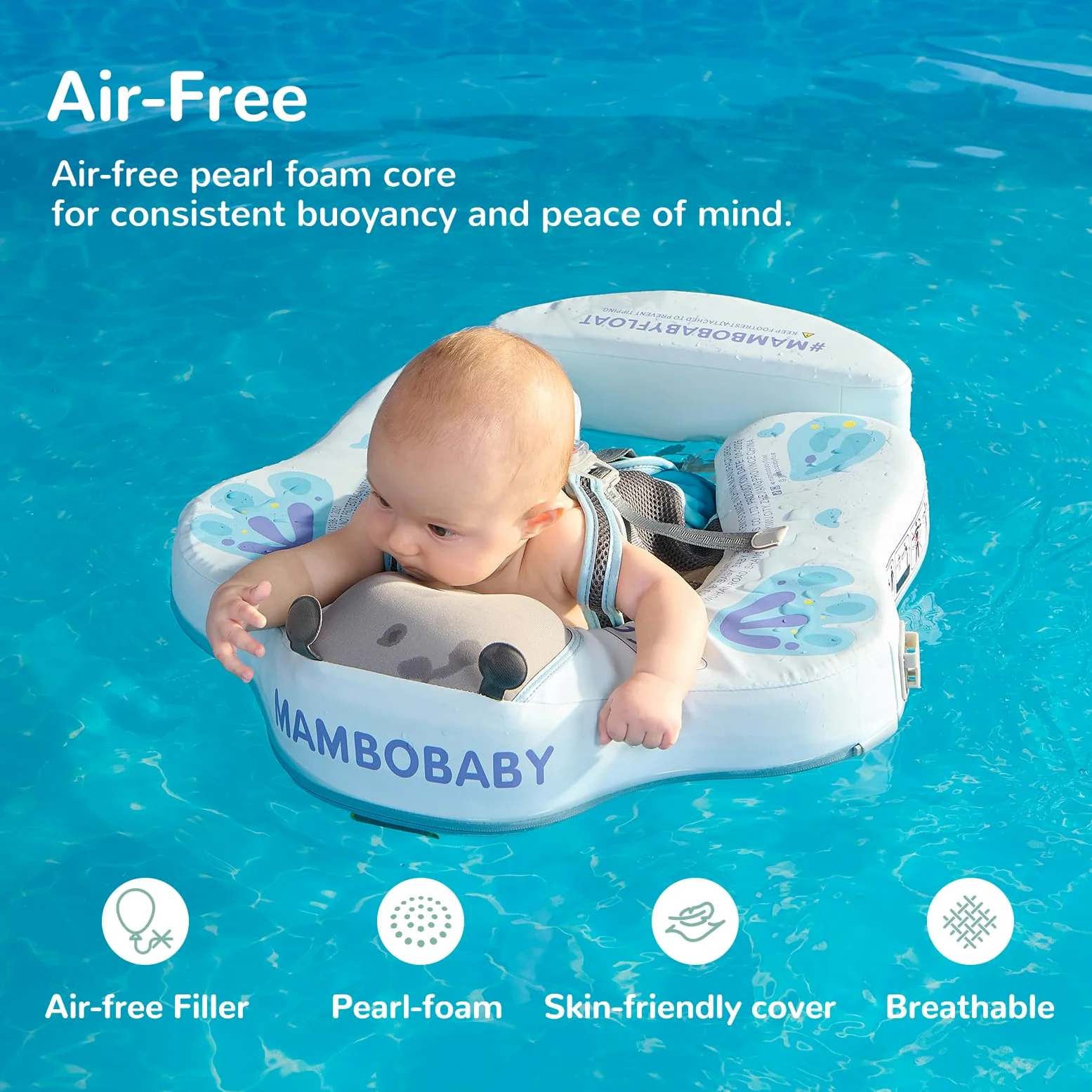 HECCEI Flotador Bebe Mambobaby No Inflable Duradero y Respetuoso con la Piel Baby Swimming Float, Anillo de Natación para Piscina Playa Flotador para Bebés de 3 a 24 Meses