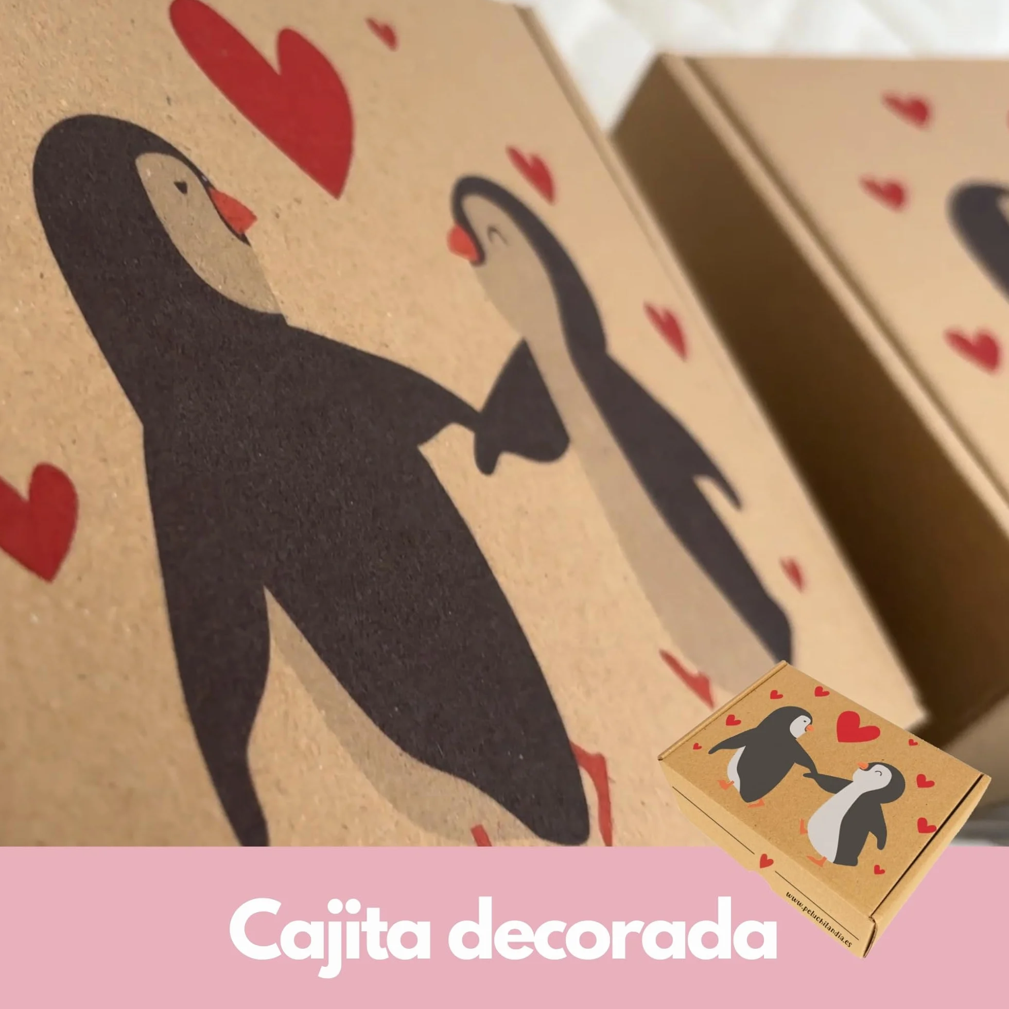 Regalo Pareja | Peluches Pingüino con Carta de Amor y Caja Decorada | Regalos Originales para Aniversario Pareja | Regalos Personalizados para Enamorados o San Valentín