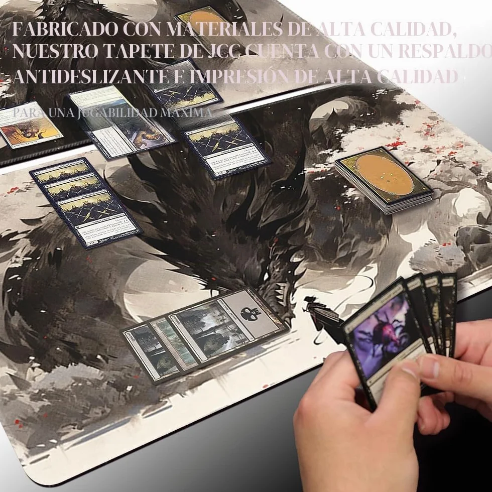 MTG Playmat Tamaño 61.0 x 35.6 cm, Bolsas de Almacenamiento Gratis, Parte Trasera Antideslizante, Ideal para entusiastas de Juegos de Cartas TCG (Shadow Dragon, sin baraja)