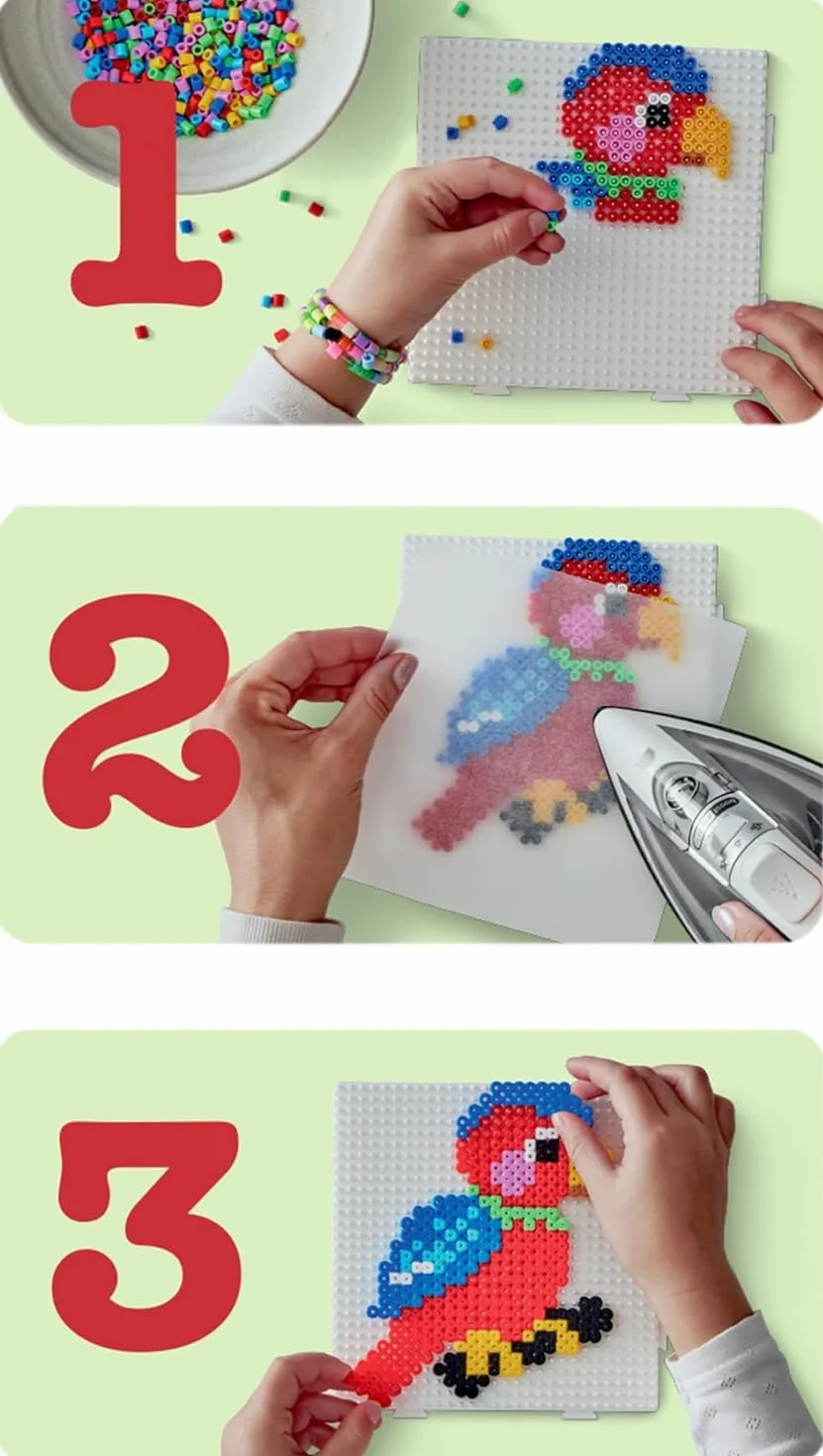 Hama Cuentas para planchar | 7 bolsas de 1000 cuentas: colores n.º 207-01, 03, 05, 09, 10, 12, 18 | Mosaik-Deko Art & Manualidades para niños creativos a partir de 5 años
