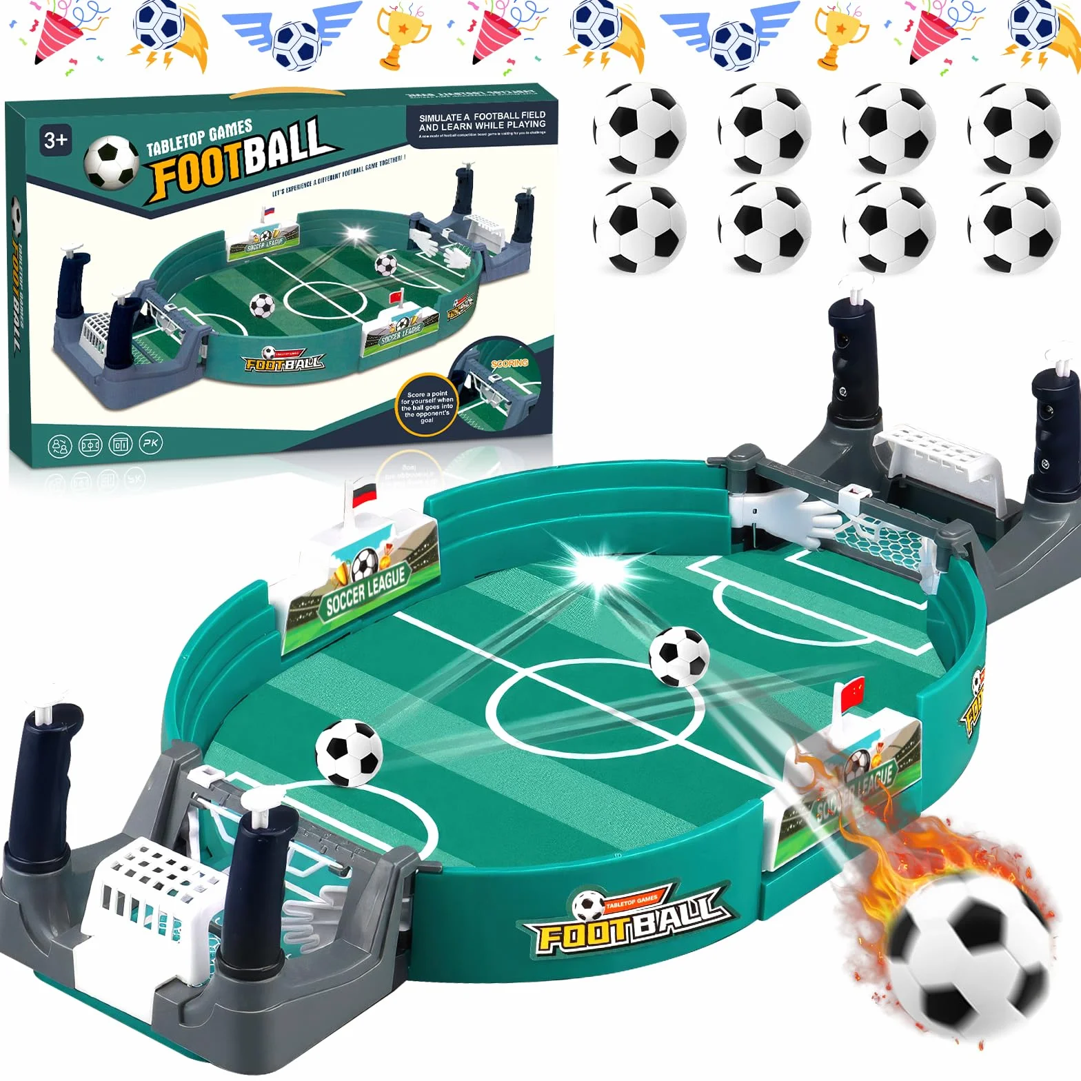 Mini Juego de Fútbol 8 Bolas, Futbolin Futbolines para Niños, Juegos de Mesa de Fútbol, Rompecabezas Juguete Interactivo Entre Padres e Hijos para Ninos