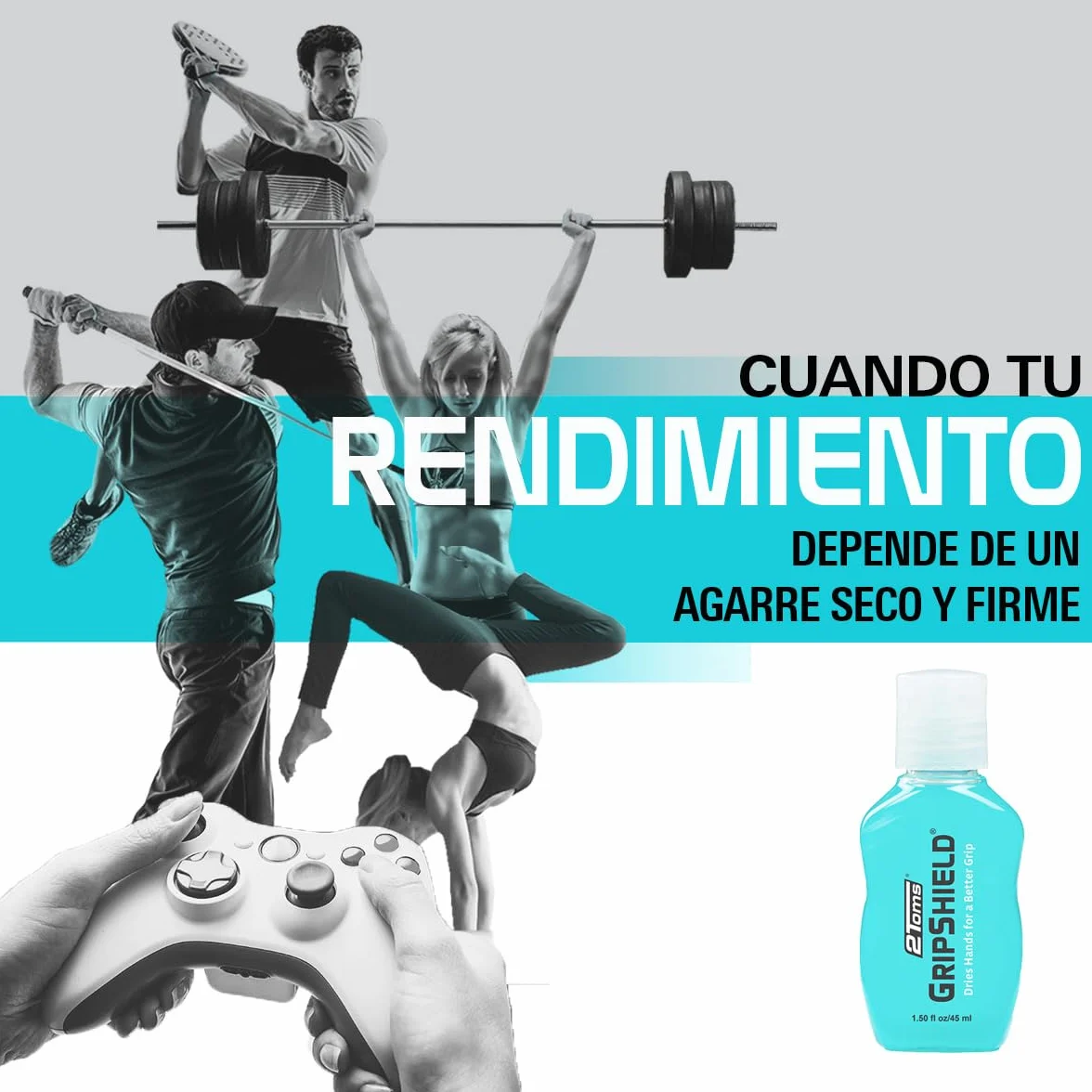 2Toms GripShield Loción Anti-Transpiración Manos 45 ml – Mejor Grip para Deportes