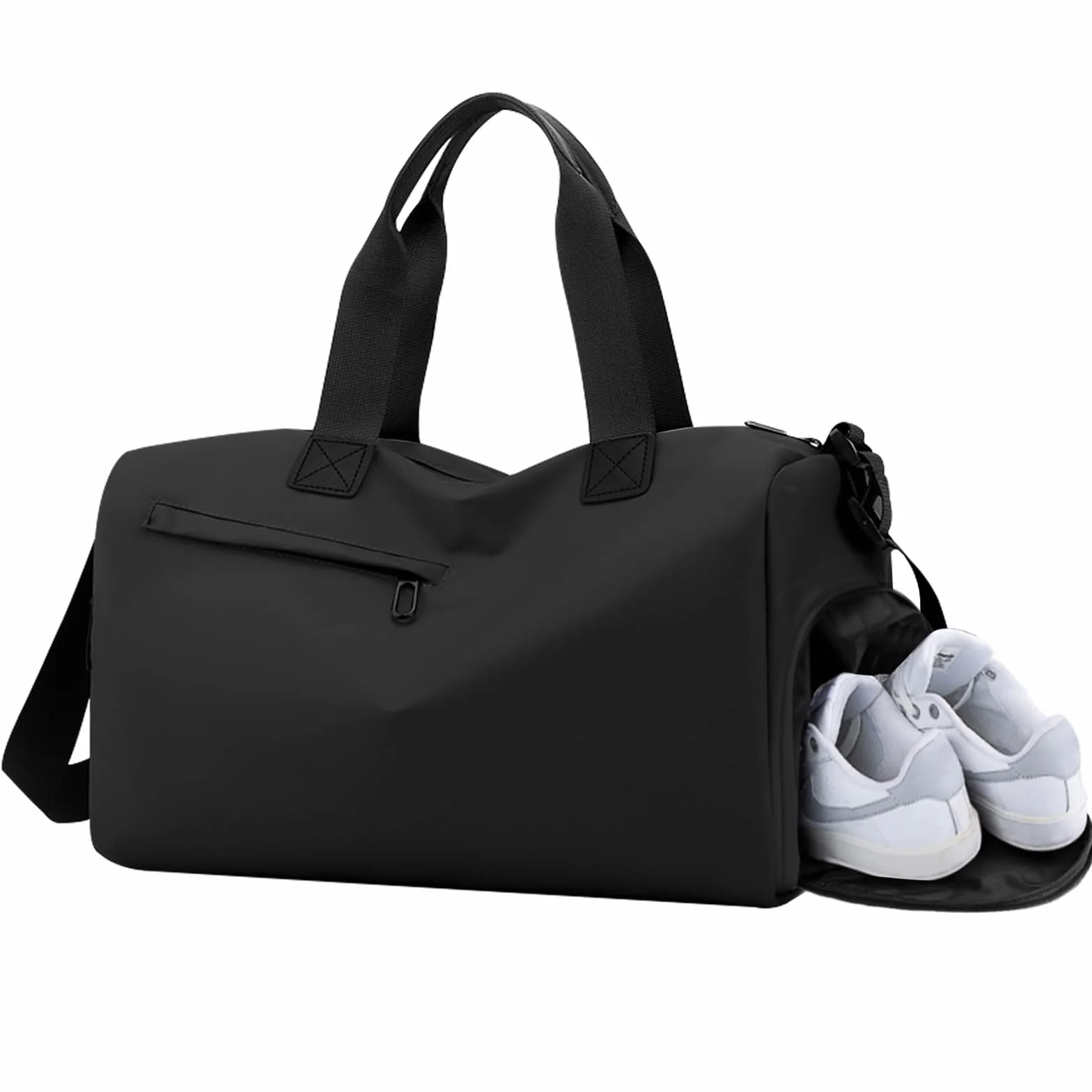 Bolsa Deporte con Compartimento Zapatos y Bolsillo Húmedo, Gym Bag para Hombre y Mujer, Viaje, Fitness, Entrenamiento (Noir)