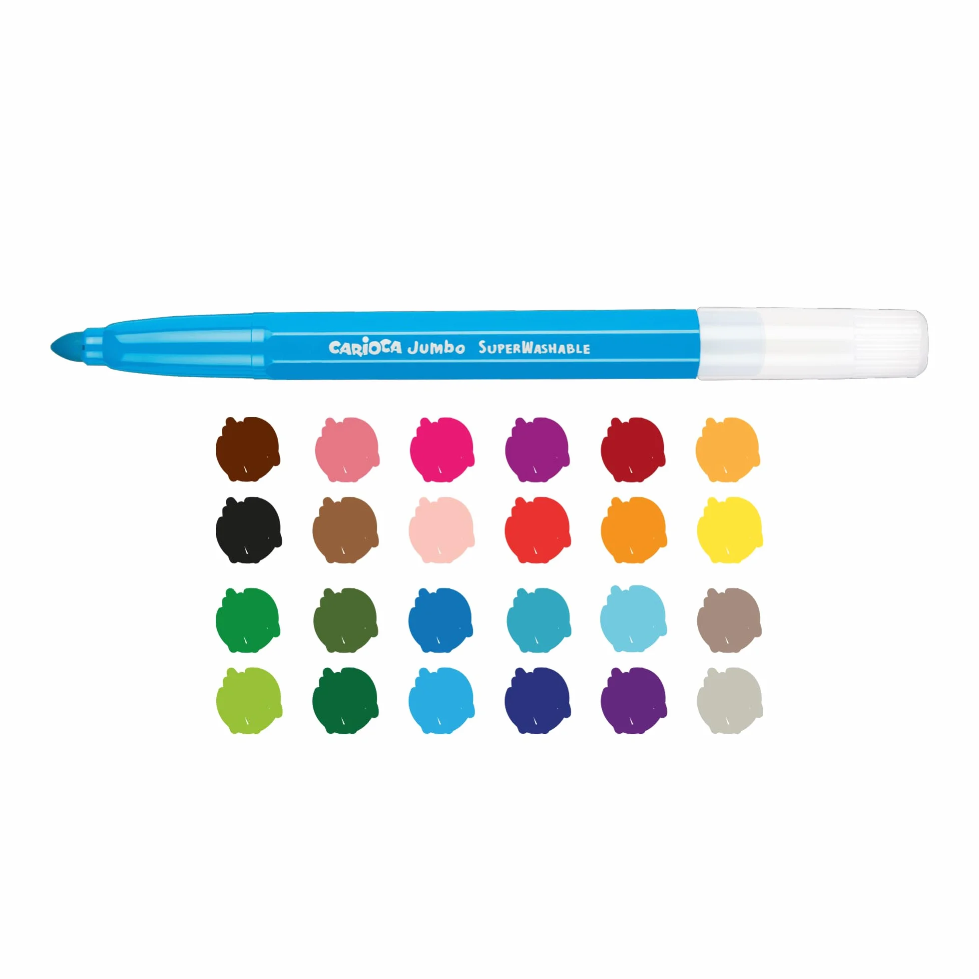 Carioca JUMBO BOTE con ASA, 42312 - Bote de Rotuladores Punta Maxi Super Lavables, 50 Unidades, Multicolor
