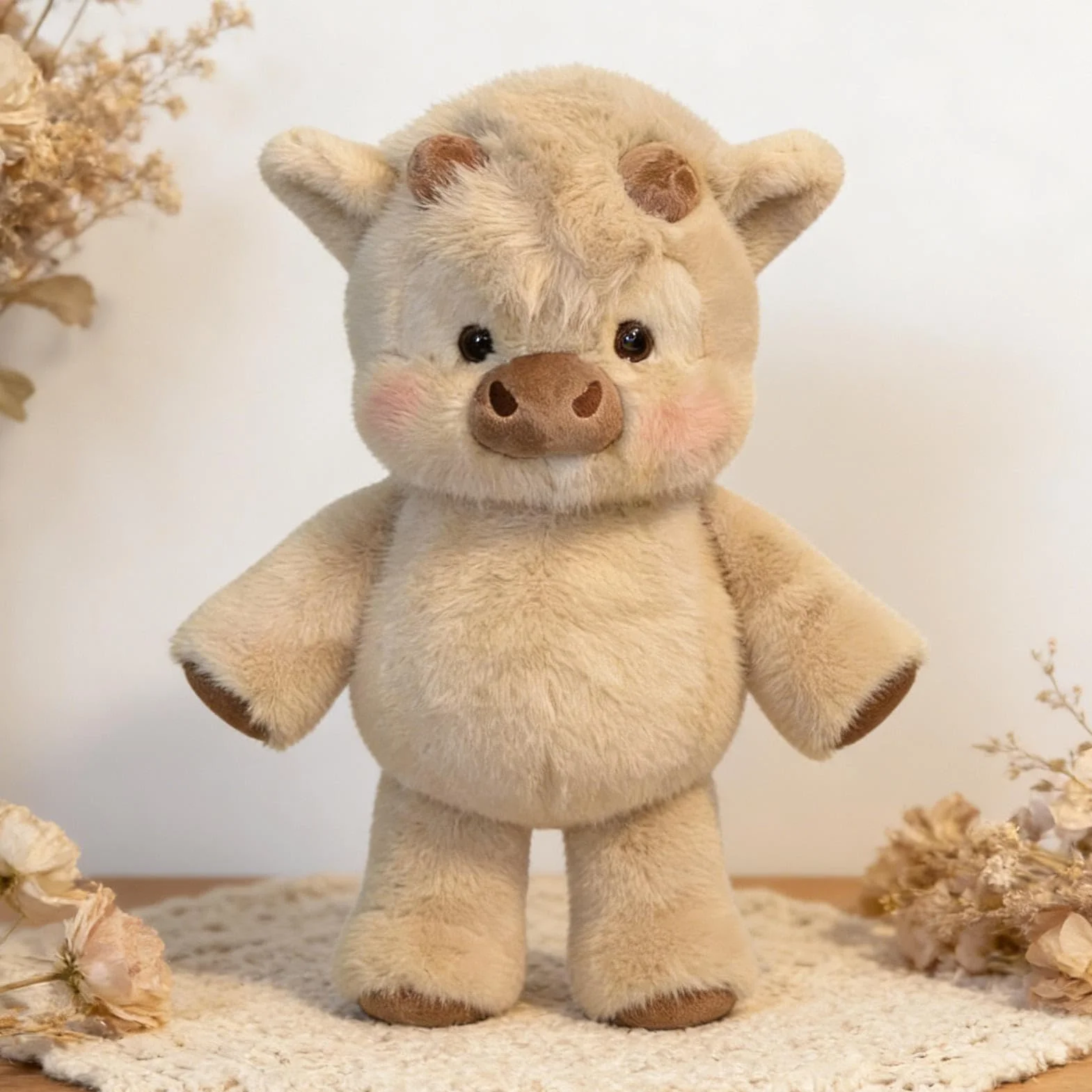 Genérico Peluche De Vacas Highland - 45cm Adorable Vaquita Peluche Que Corre para Aliviar El Estrés, Suave De Becerro Corriendo para Niños Niñas, Peluches Vacas Almohadas De Peluches De Jabalís