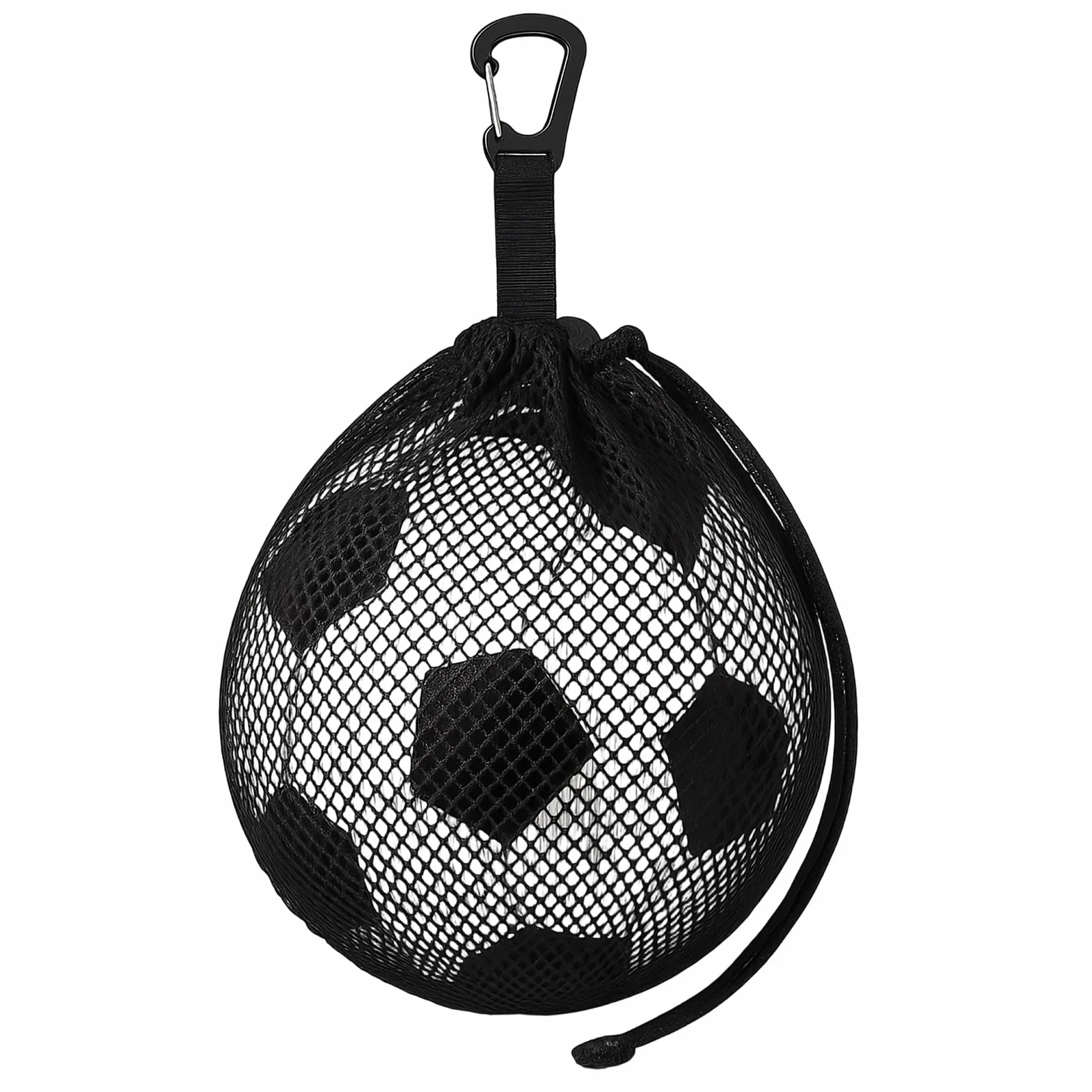Bolsa Red para Balón de Malla Negra con Mosquetón para Baloncesto, Voleibol, Fútbol y Balonmano