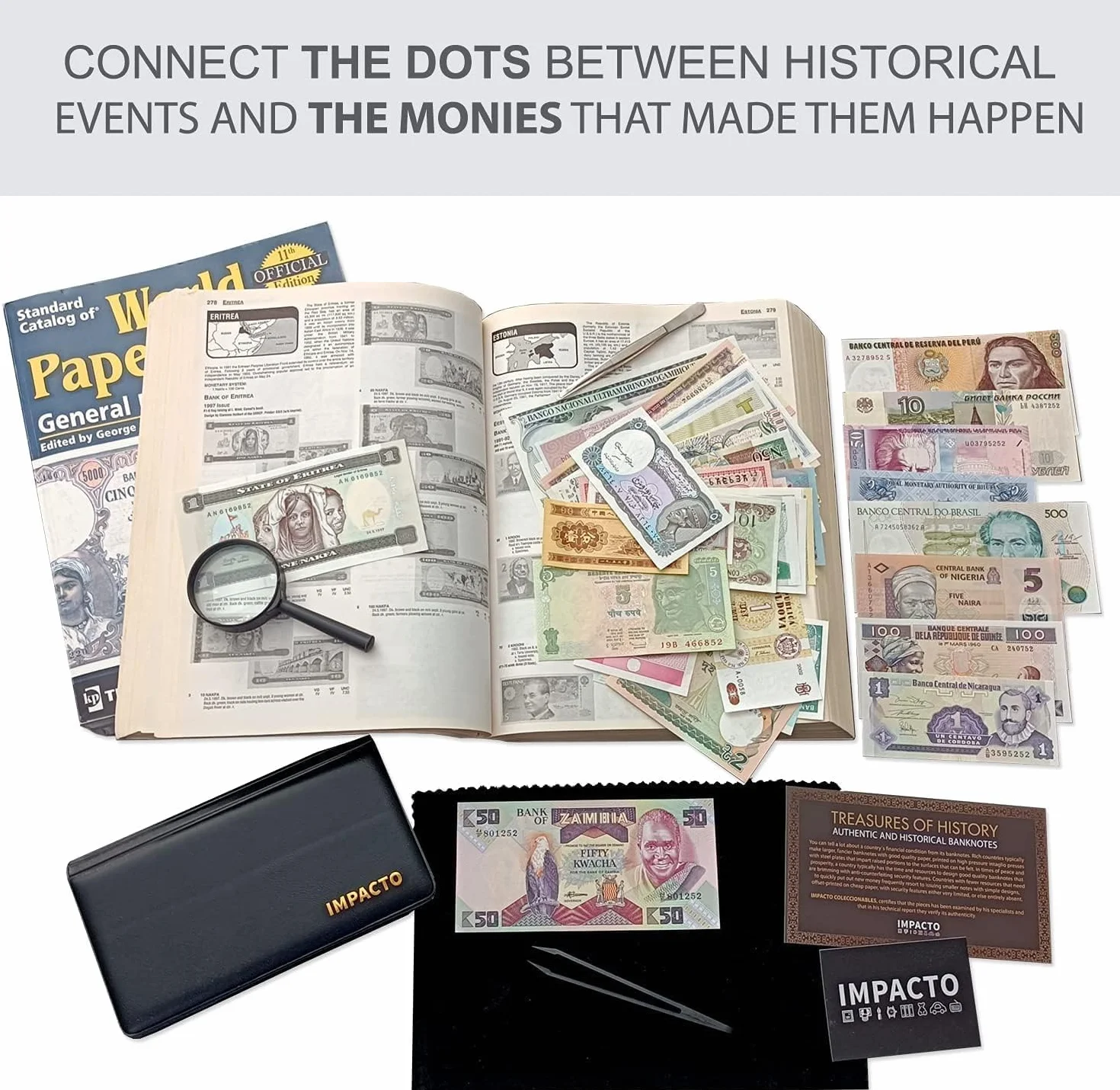 IMPACTO COLECCIONABLES | Colección de 25 Billetes Auténticos de 25 Países Diferentes - Sin Repeticiones, Desmonetizados y Originales | Ideal para Coleccionistas, Incluye Certificado de Autenticidad