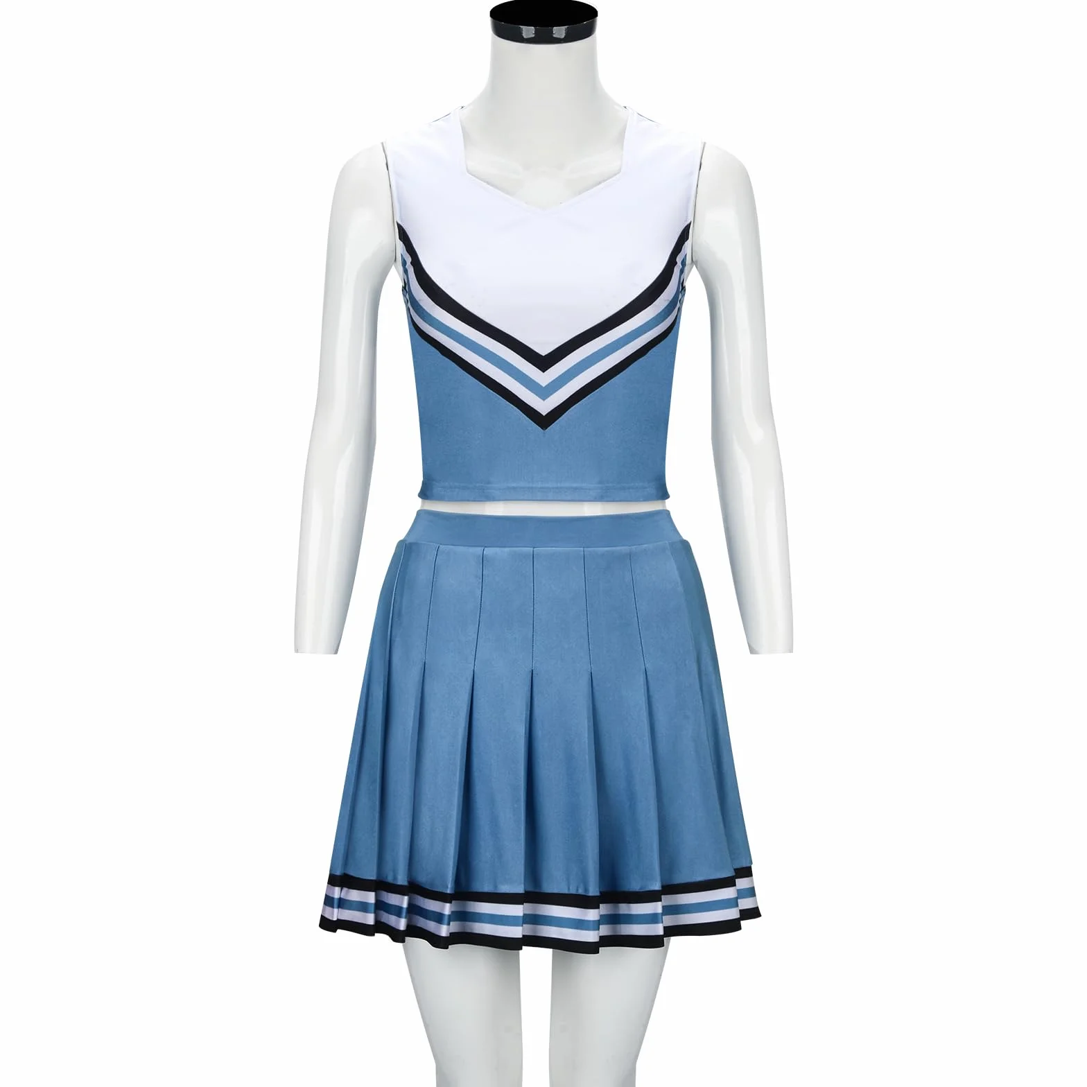 Azul Cheerleader Disfraz para Adulto Adolescentes Uniforme Tank Top Falda Plisada