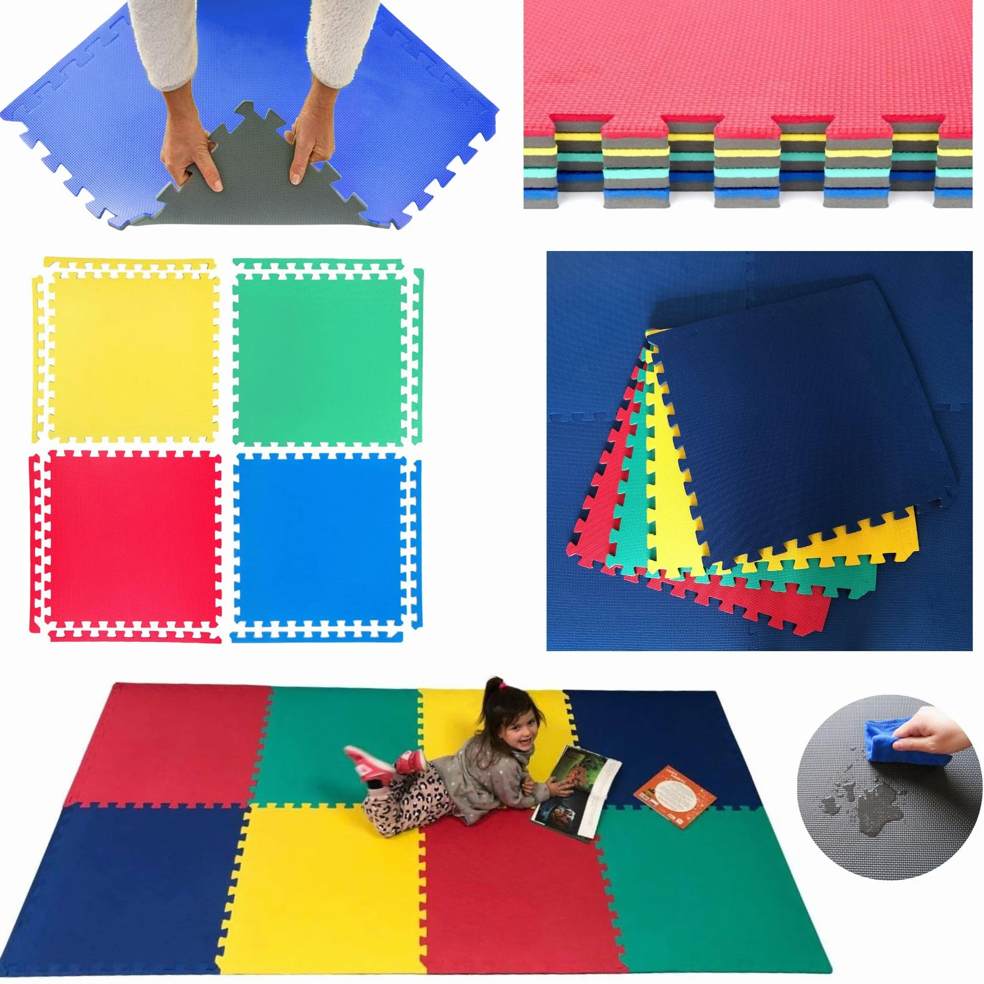 8 x Suelos para Niños Y Infantiles EVA Puzzle Colchonetas 60cm x 60cm x12mm con Reverso Antideslizante