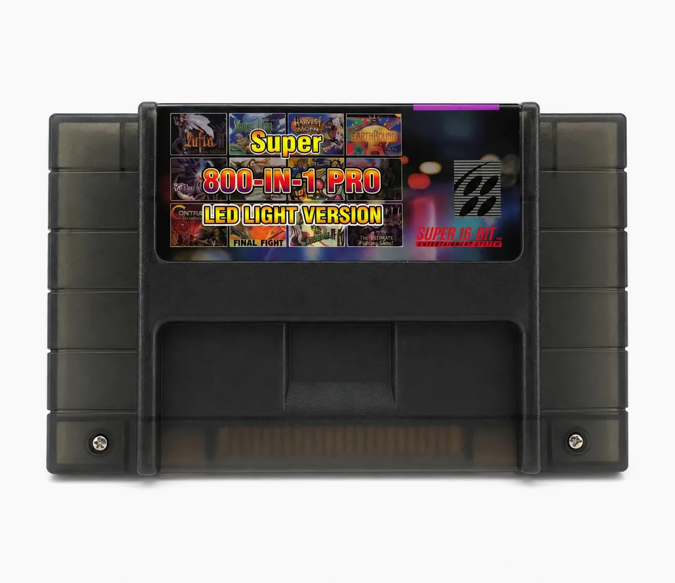 Cartucho de juego Super 800 en 1 para consola SNES Super Nintendo de 16 bits | 800 juegos incluidos, consola de 16 bits, versión LED, multijuego, compatible con SNES