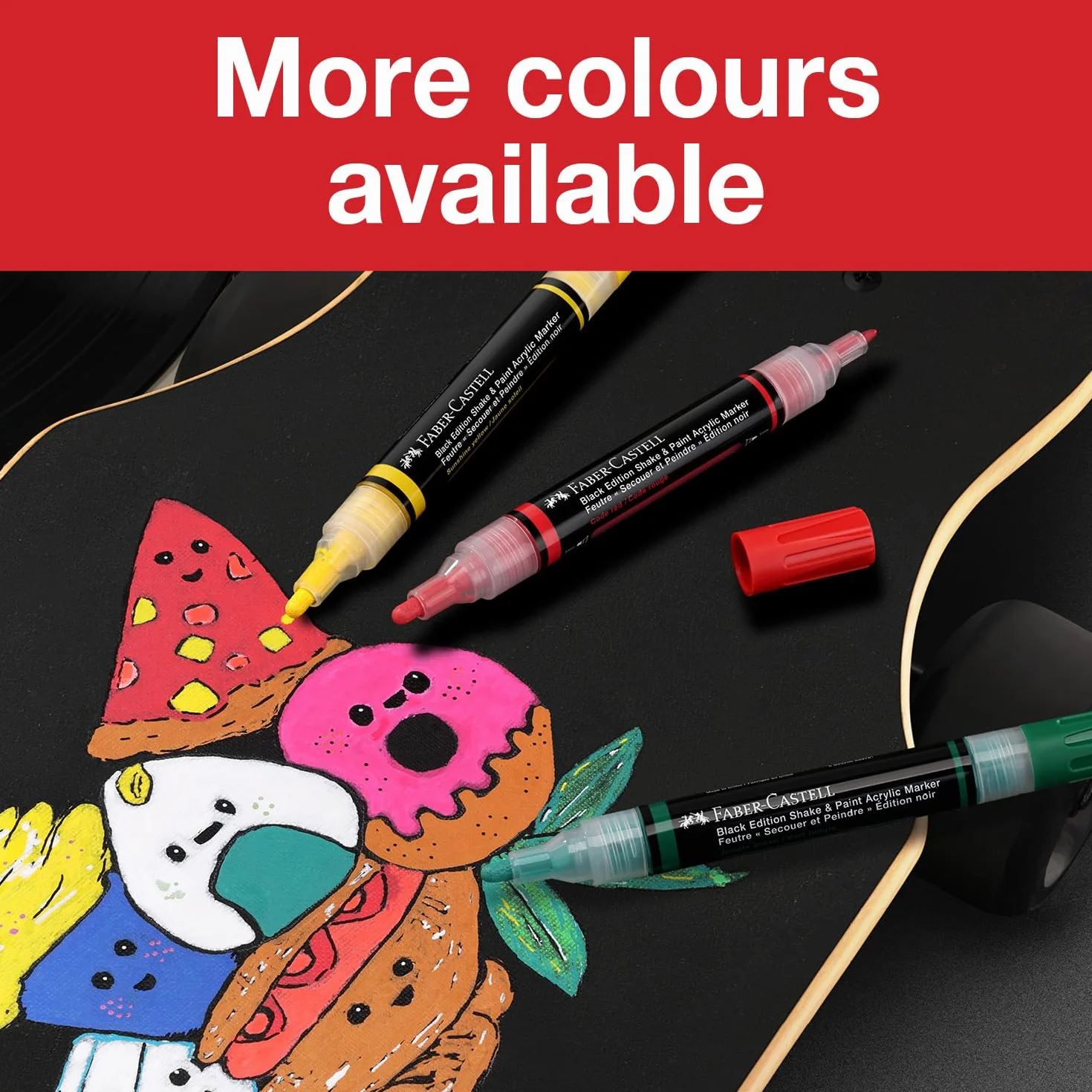 Faber Castell 285503 - Set 2 Marcadores Acrilicos Black Edition de Doble Punta Shake & Paint - Negro y Blanco
