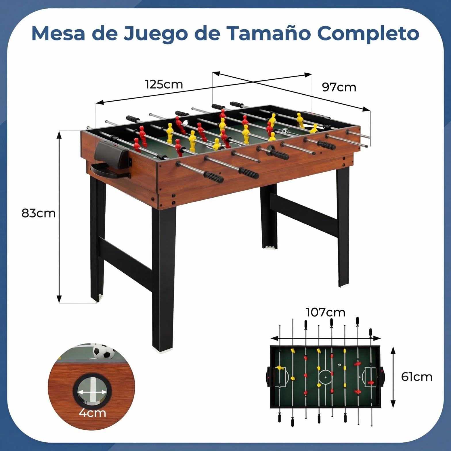 COSTWAY Futbolin, Billar, Hockey, Mesa de Tenis, 4 en 1 Mesa de Multijuegos con Patas y Accesorios, Futbolines para Niños y Adultos para Sala de Juegos, Bares, 125 x 97 x 83 cm