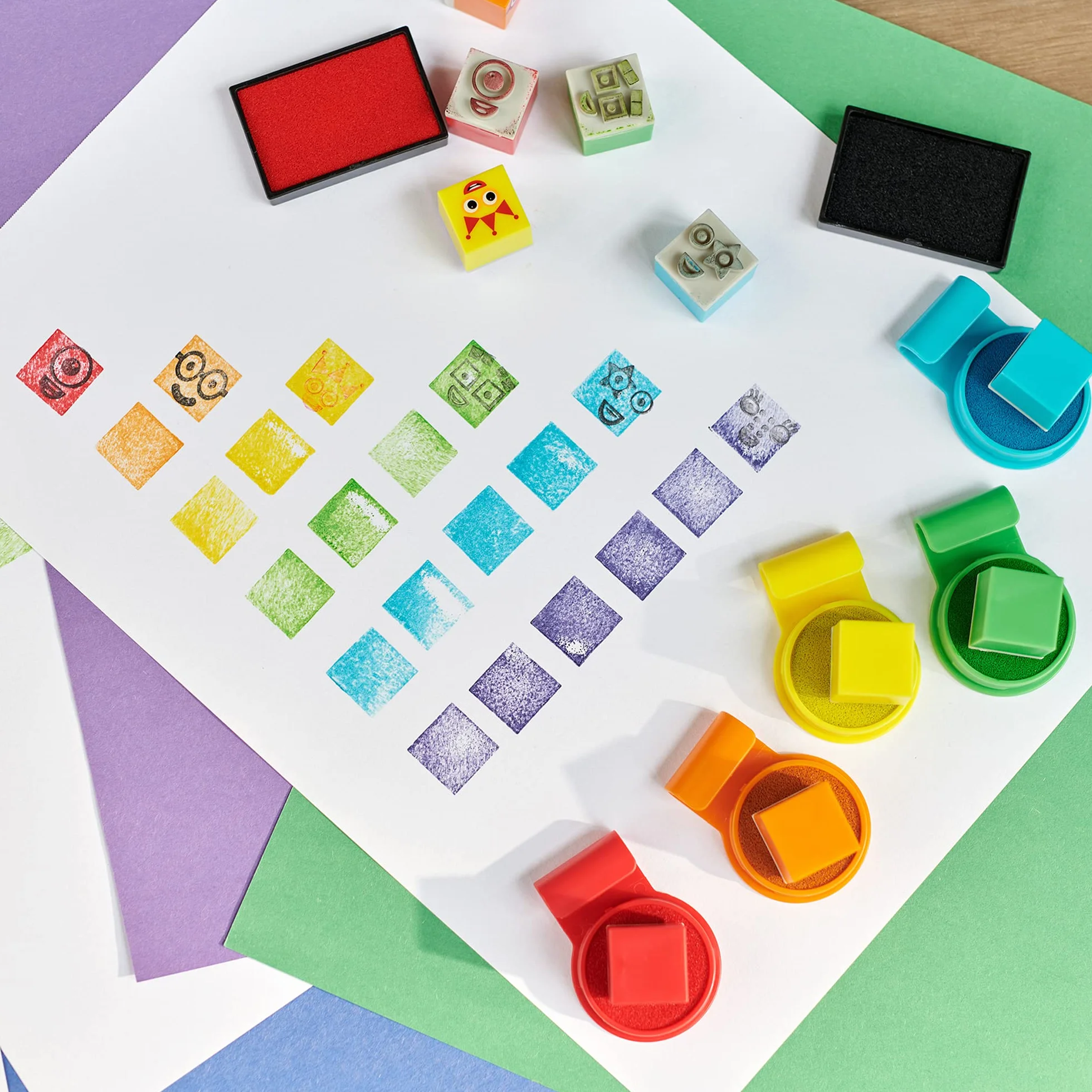 Learning Resources Set de Sellos Numberblocks – Parque de Stampolines con 32 Piezas – Tinta Lavable y Manualidades Creativas – Juguete Educativo para Niños 3+ Años