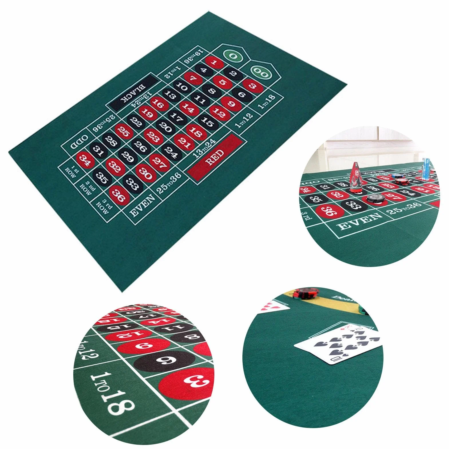 Alfombrilla de de Doble Cara, Mesa de Dados y Fieltro de para Blackjack, tapete Enrollable para Mesa de Ruleta de para Mesa de café y Blackjack (23,62 x 35,43 Pulgadas)