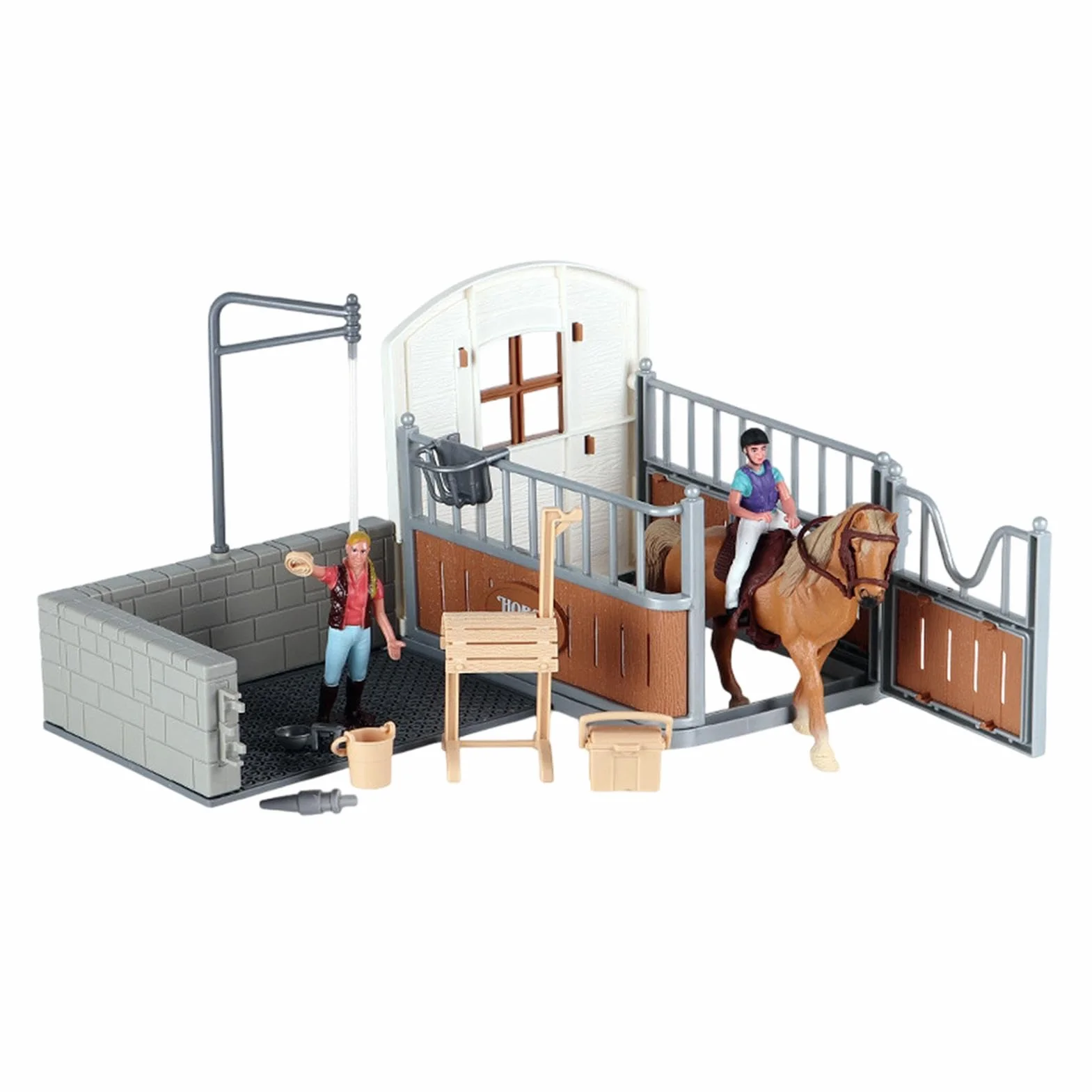 Genérico Juego Estable de Caballos, Modelo Estable de Caballos | Juguetes de Granero Animal de Granja para niñas para niños, Juguetes de Juego de simulacro de simulación para la Pascua, Día del Niño,