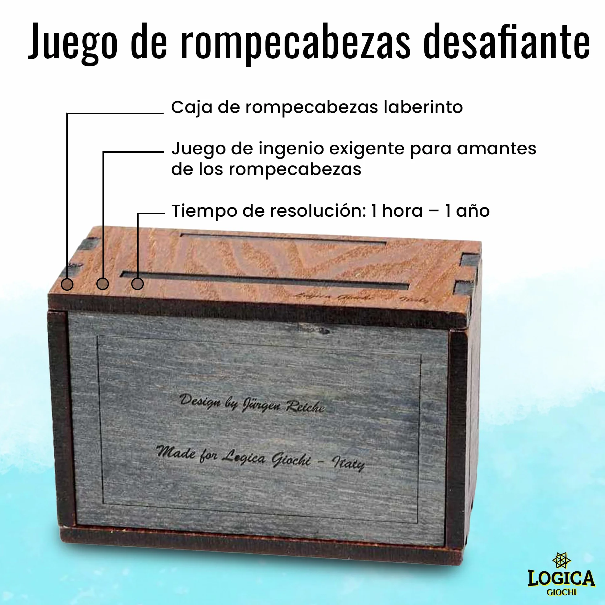 Logica Juegos Art. Pandora Box - El Cofre Secreto - Rompecabezas de Madera - Caja Secreta - Dificultad 5/6 Increíble - Colección Leonardo da Vinci