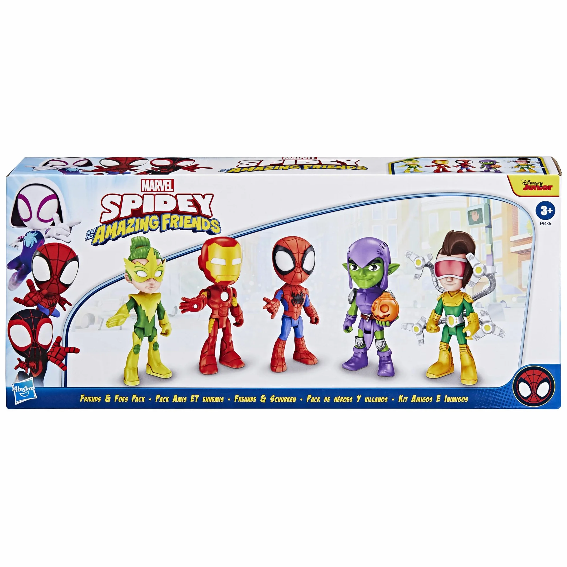 Hasbro Spidey and His Amazing Friends Pack de Amigos y Enemigos, 5 Figuras de Acción de 10 cm, Juguete de Superhéroes para Niños de 3 Años o Más
