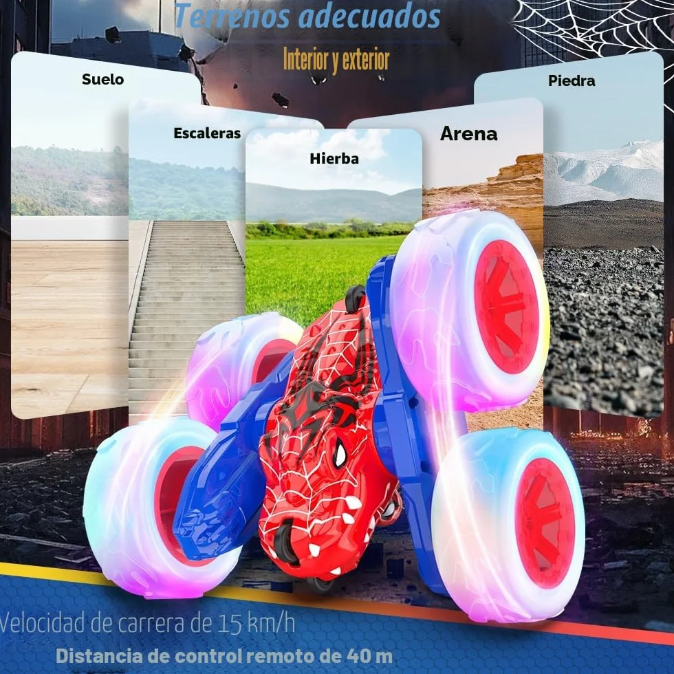 Mieryd Spider Coche Teledirigido, Acrobacia RC Carro Monster Truck 4x4 Crawler con Luz, Juguete Niño 3 4 5 6 7 8 9 Años Juego Infantile Exterior Regalo Cumpleaños Brinquedo Remote Control Car Toy