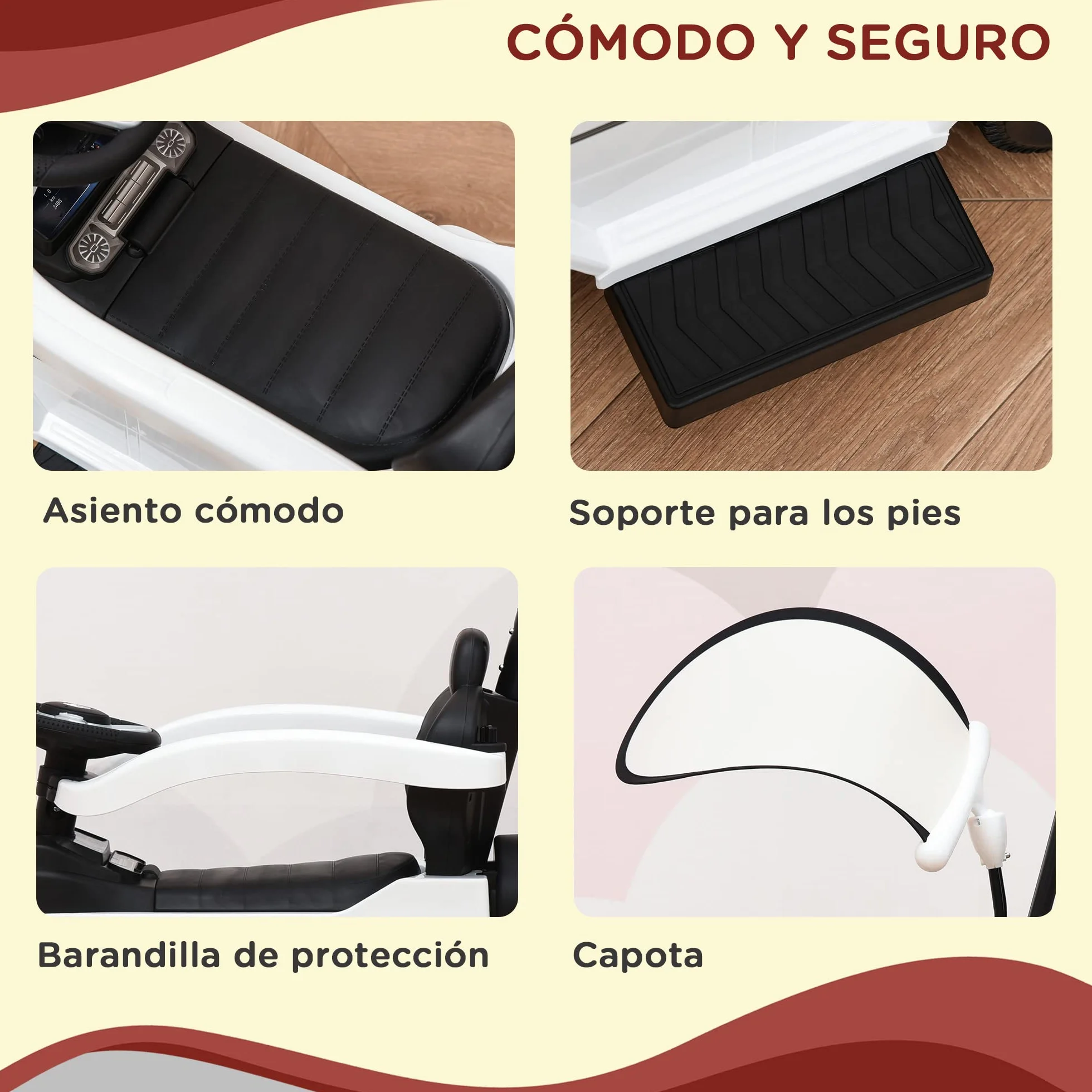 HOMCOM Correpasillos para Niños con Licencia Mercedes G350 Coche Correpasillos para Niños de 1-3 Años con Bocina Capota Extraíble y Barandilla Carga 25 kg 85,5x40,5x95 cm Blanco