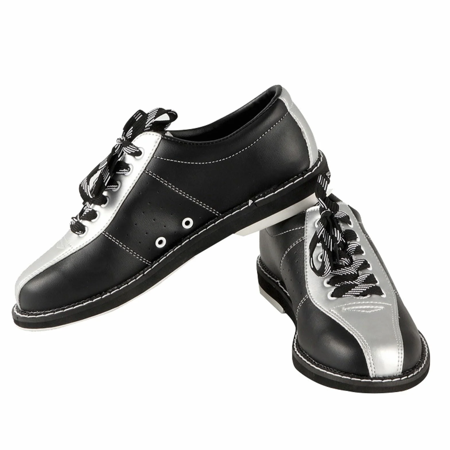 Zapatos de bolos para hombre y mujer antideslizantes ligeros de cuero con cordones