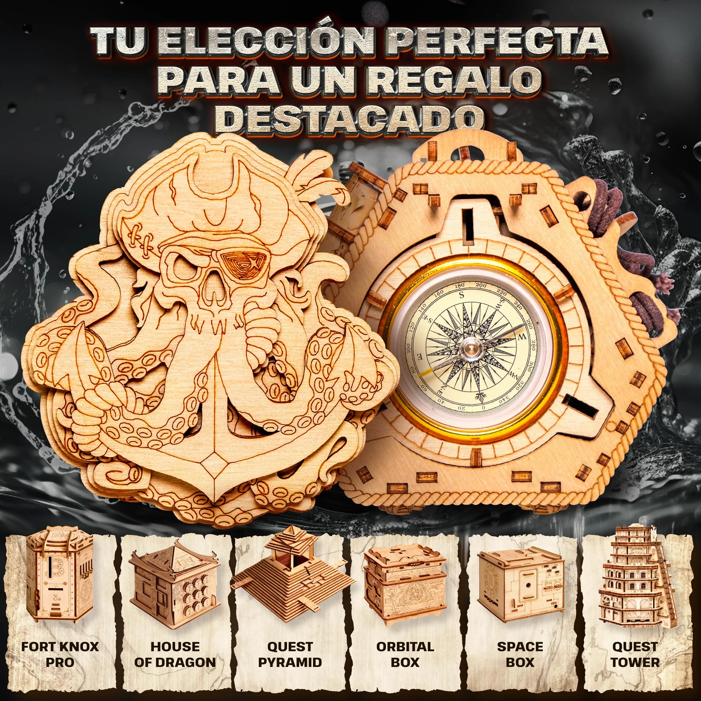 ESC WELT La Caja de Rompecabezas Blackbeard's Compass - Escape Room en una Caja - Acertijo - Juego de Adivinanzas - Rompecabezas para Niños