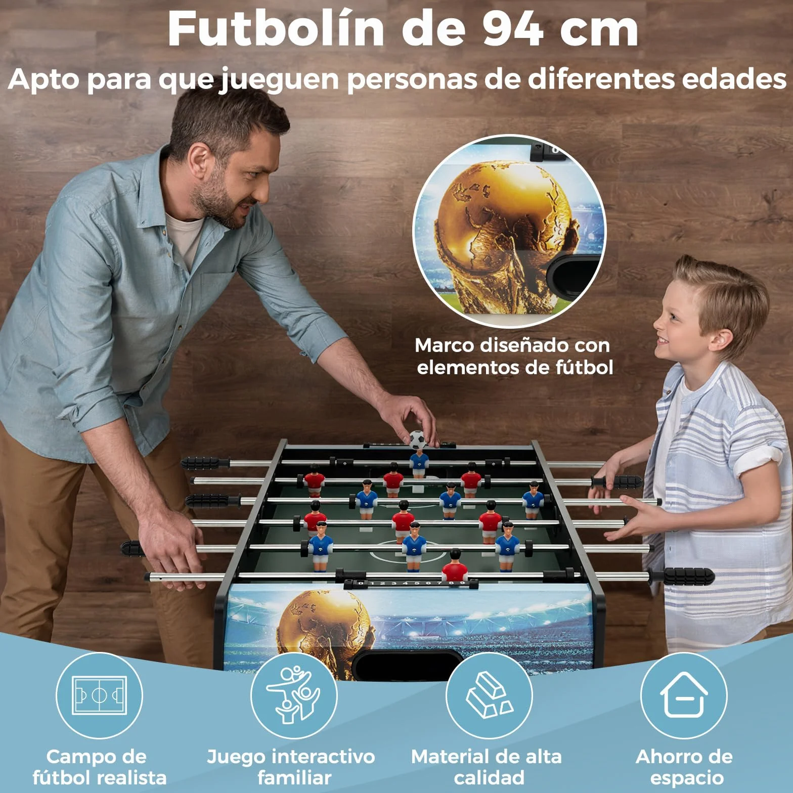 COSTWAY Futbolín de Mesa de 94 cm, Futbolines con Marcador, Patas Extraíbles, Juego de Fútbol para Sala de Juegos, Fiestas, Metegol, Futbolines para Niños y Adultos, 94 x 51 x 68,5 cm