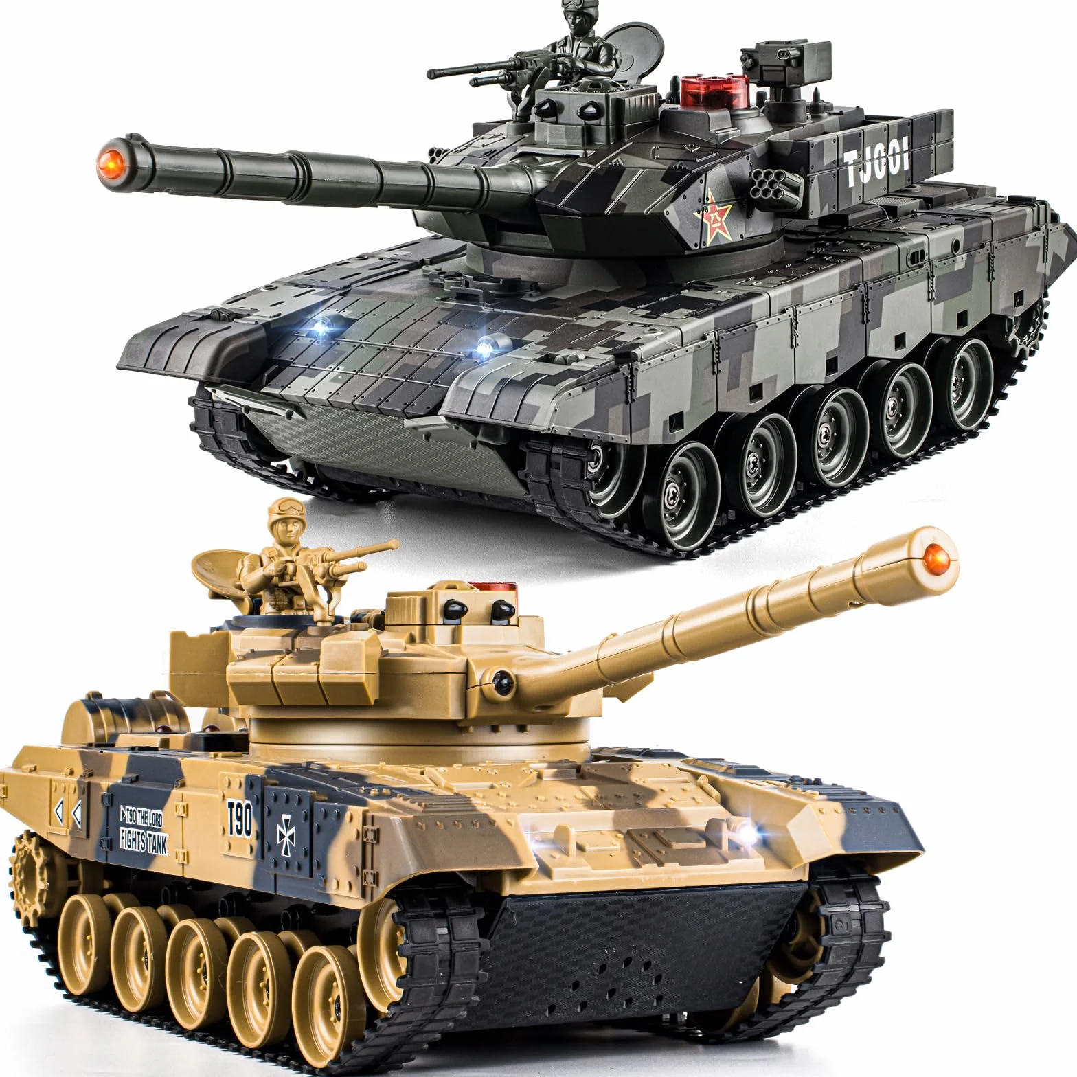Supdex Tanque Control Remoto 1/24, Tanques Radiocontrol China 99 VS Russian T90, 2,4 GHz Tanque de Guerra con Luz y Humo, Efectos de Sonido, Juguetes de Tanque Apto para Niños a Partir de 6 Años