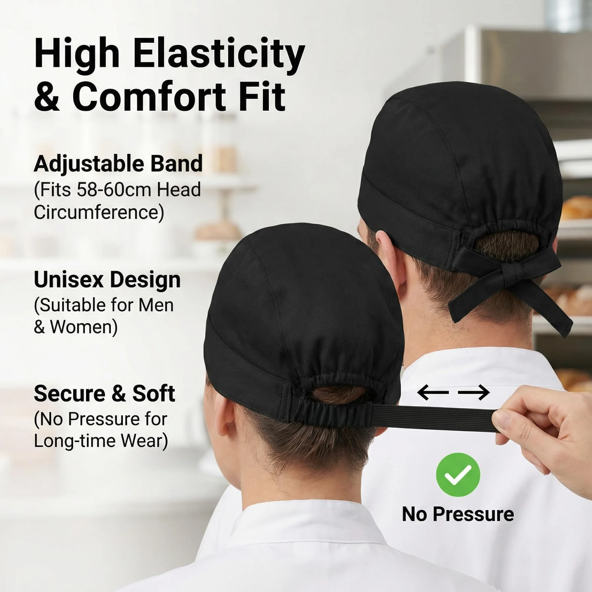 Gorros de Cocina Ajustables Bandana Chef Unisex Estilo Japonés 5 Piezas
