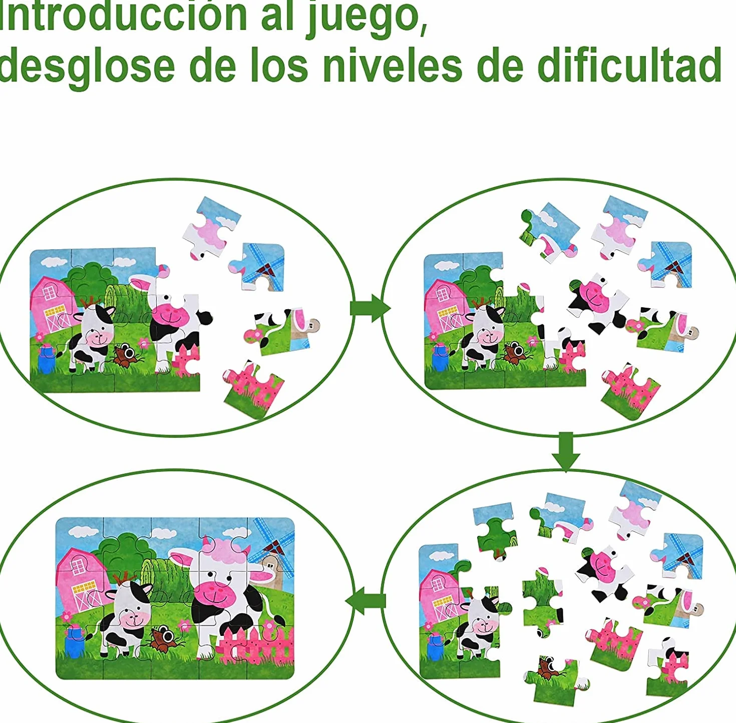 Puzzle 1-5 años Juguetes Niños 8 Pcs Juegos Educativos Animales Rompecabezas con Caja Regalo