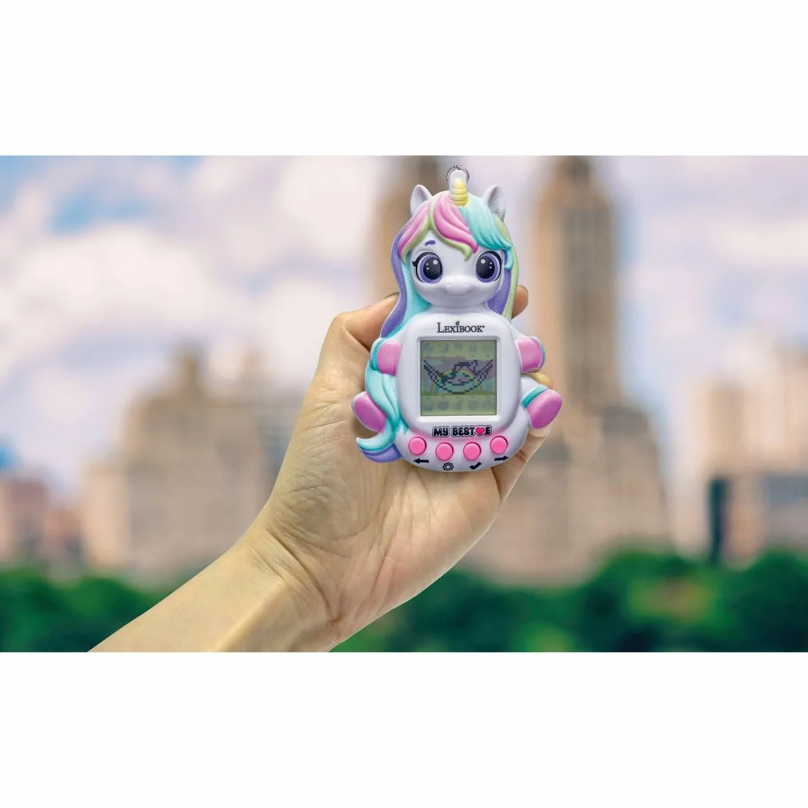 Lexibook, Consola My Best-E Licorne con Pantalla LCD y Llavero, Rosa, JLMBUNI
