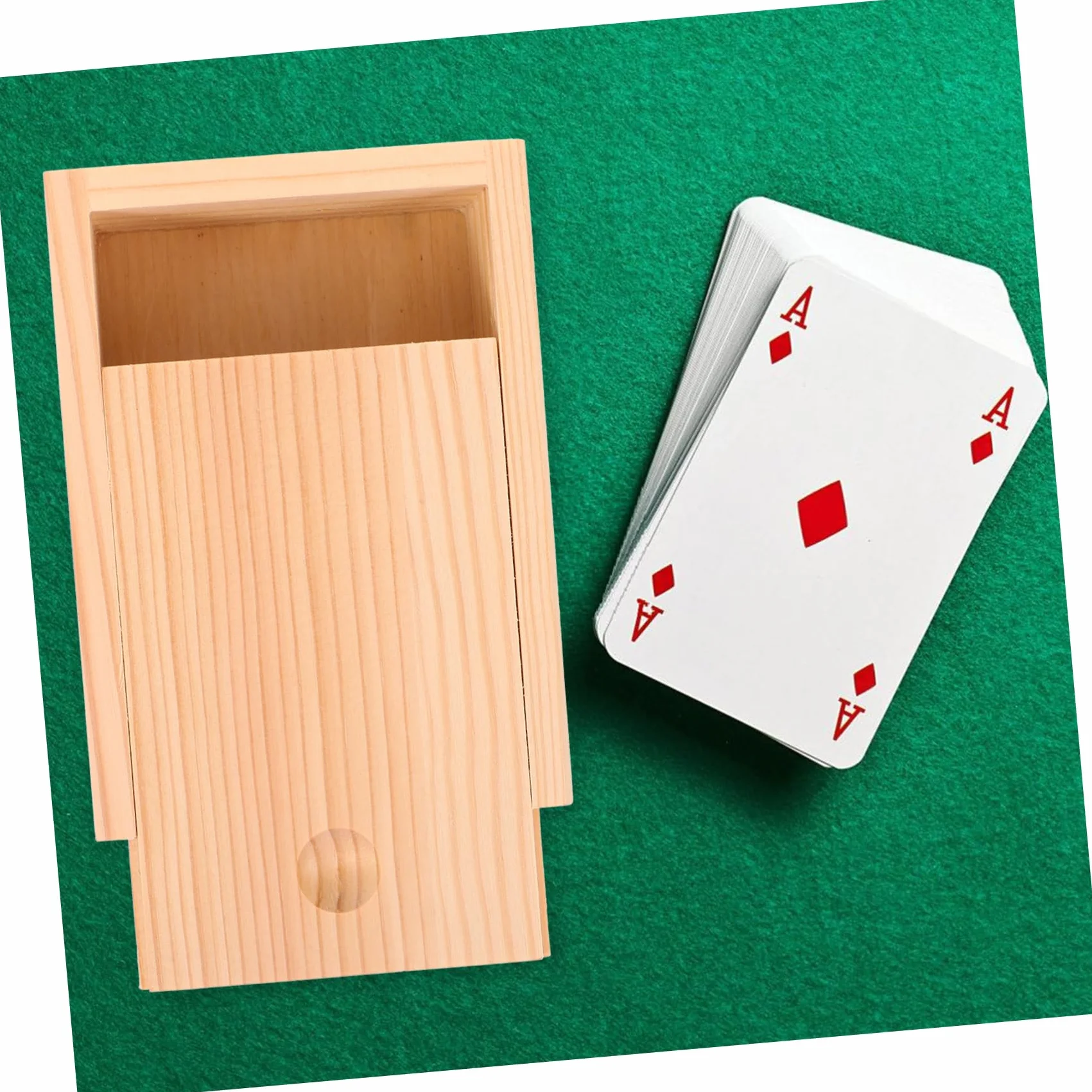 Toyvian cajas de naipes de madera organizador de naipes cajas de poker con tapa titular vacío póker caja madera caja de rectangulares contenedor de dulces