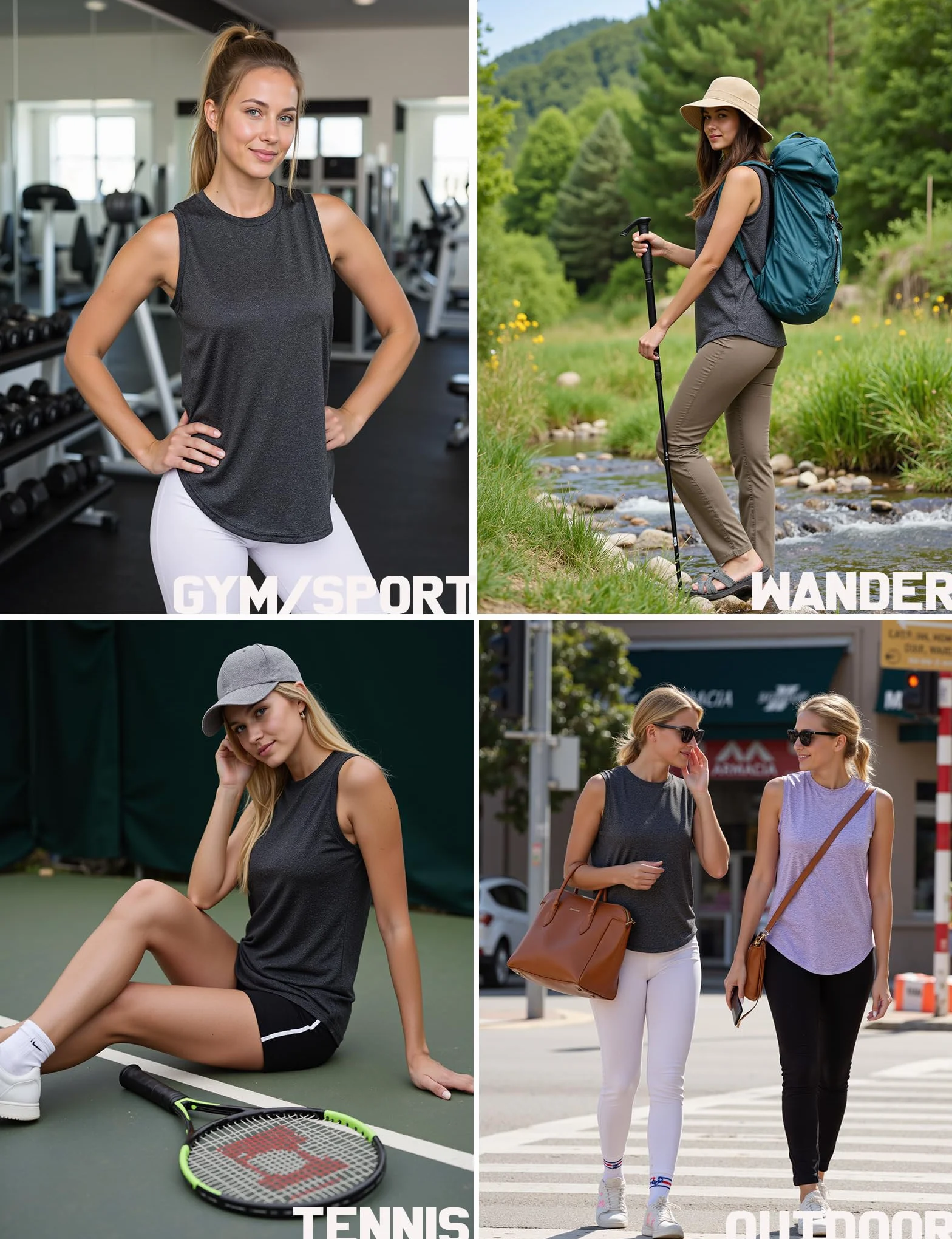 Camiseta de Tirantes Deporte Mujer Sin Mangas Cuello Redondo Racerback Top Ligera