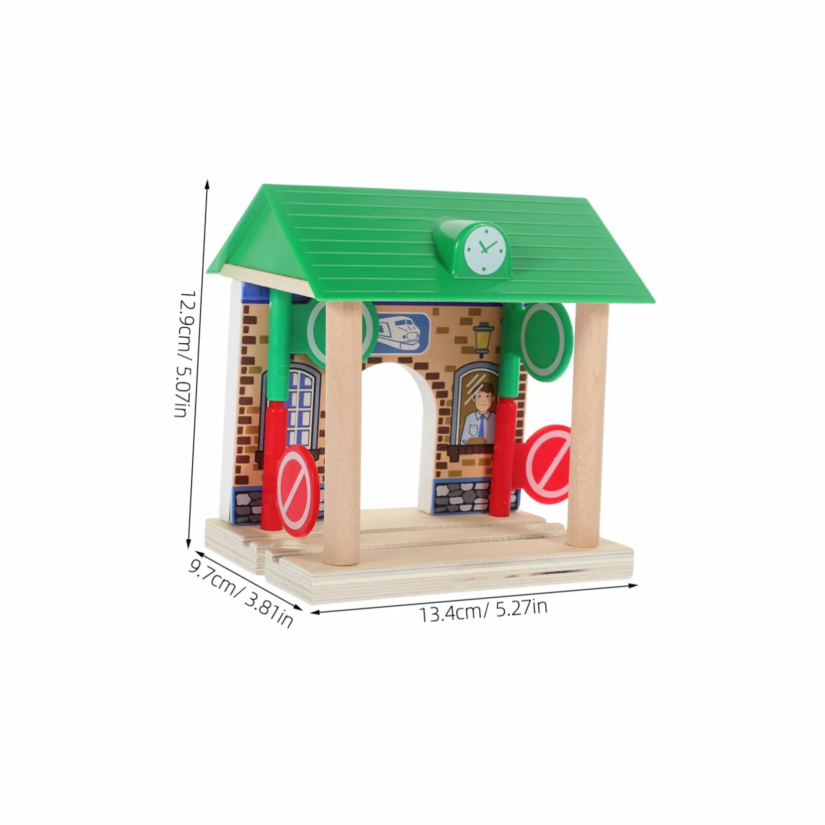 Toyvian Accesorio Superficie Pulida y Resistente de Estación de Tren de Juguete de Madera para Juegos Infantiles en Interiores y Exteriores