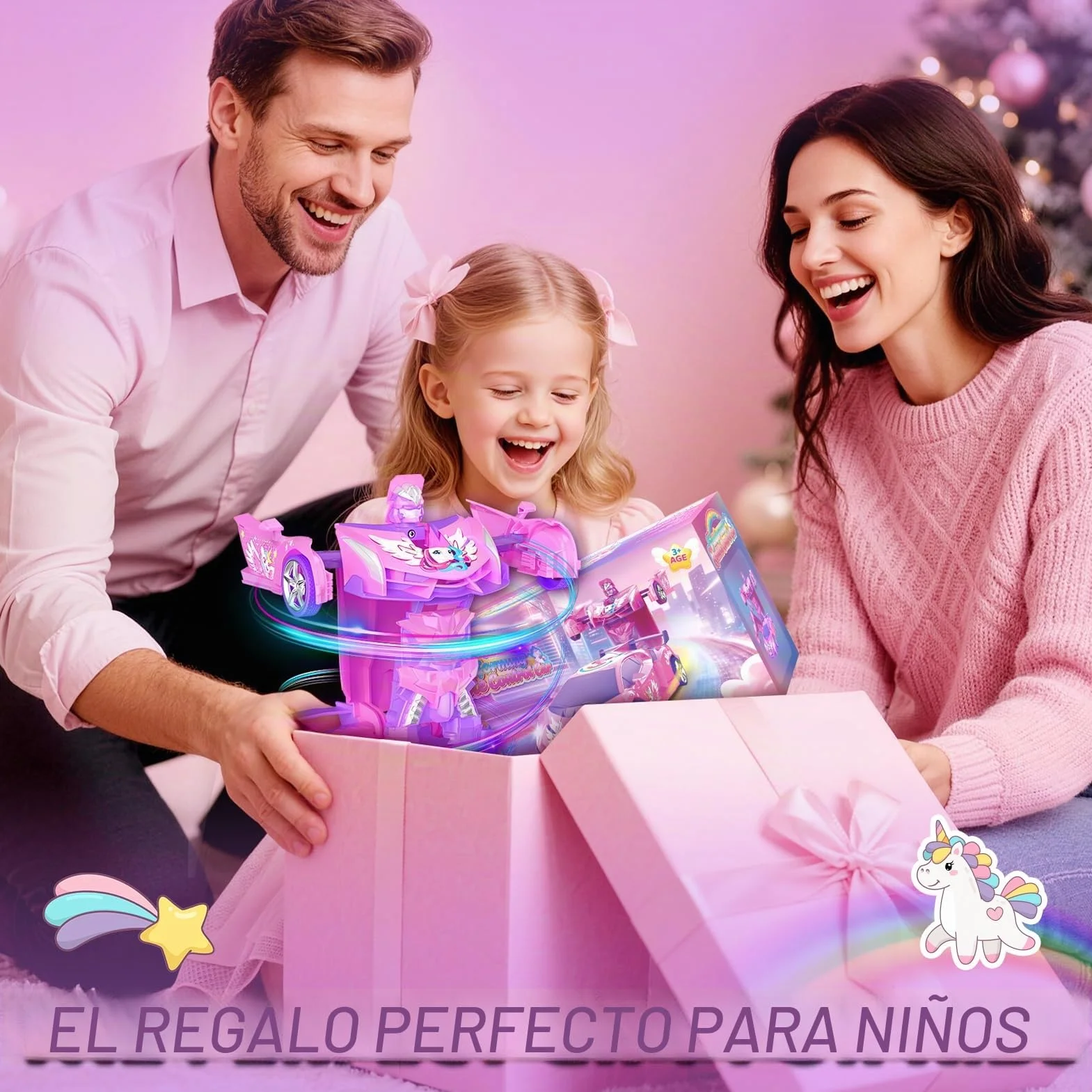 Unicornio Coche Teledirigido Niña, 2 en 1 Radiocontrol Transformar Coche RC 2,4GHz & Rotación 360°, Robot Unicornio Juguetes Niña 3 4 5 6 7 8 9 Años, Regalo Cumpleaños Navidad para Niños de Pascua