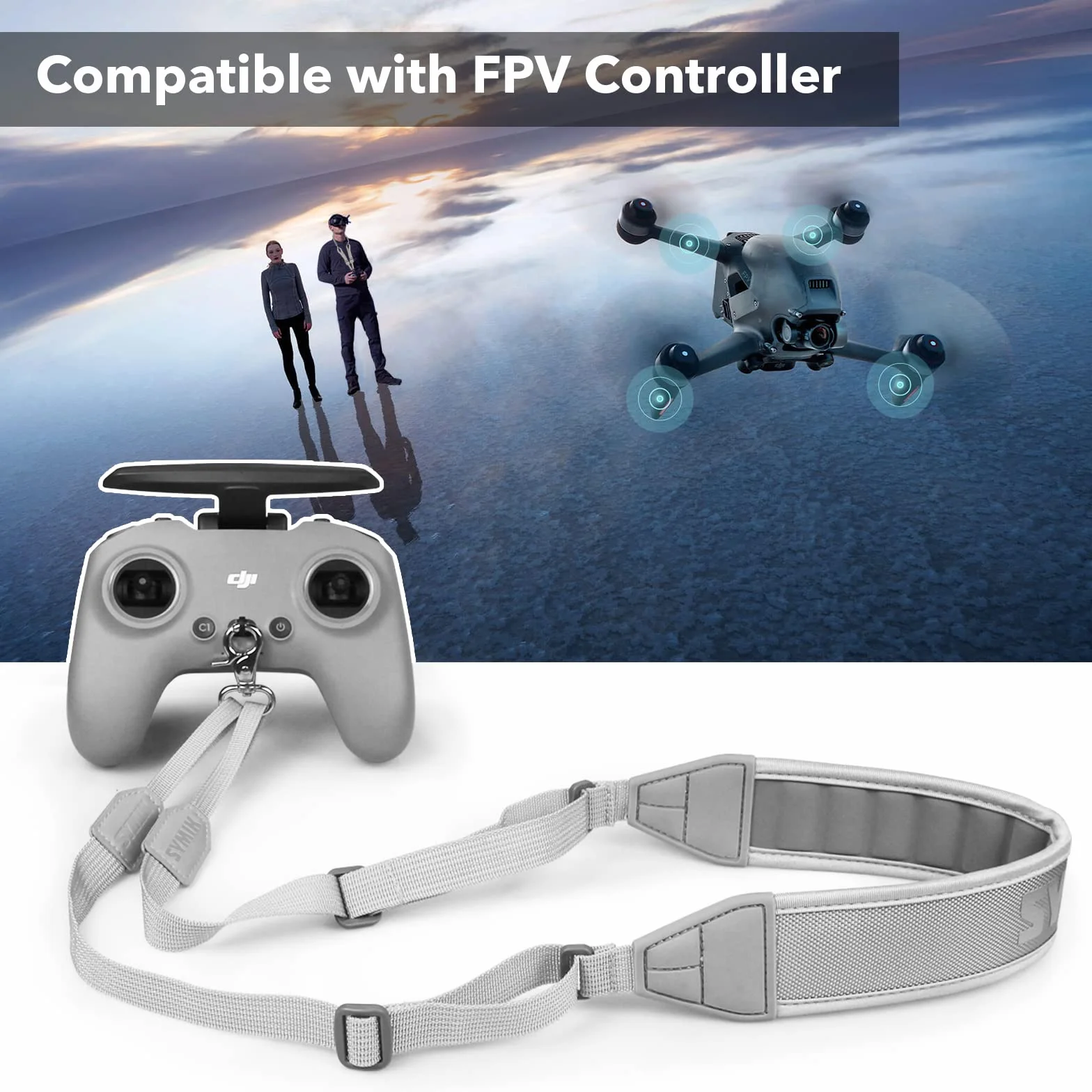SYMIK Cordón de control remoto para DJI FPV/Avata/Avata 2, Phantom 4/3, Inspire Remote Controller 3/2, soporte, correa ajustable para el cuello/correa para el hombro con cómodo acolchado de EVA
