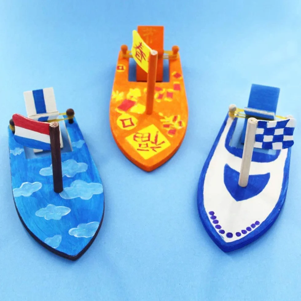 Velero de Madera para Niños 8 piezas Mini Veleros Modelos Bricolaje Acuático