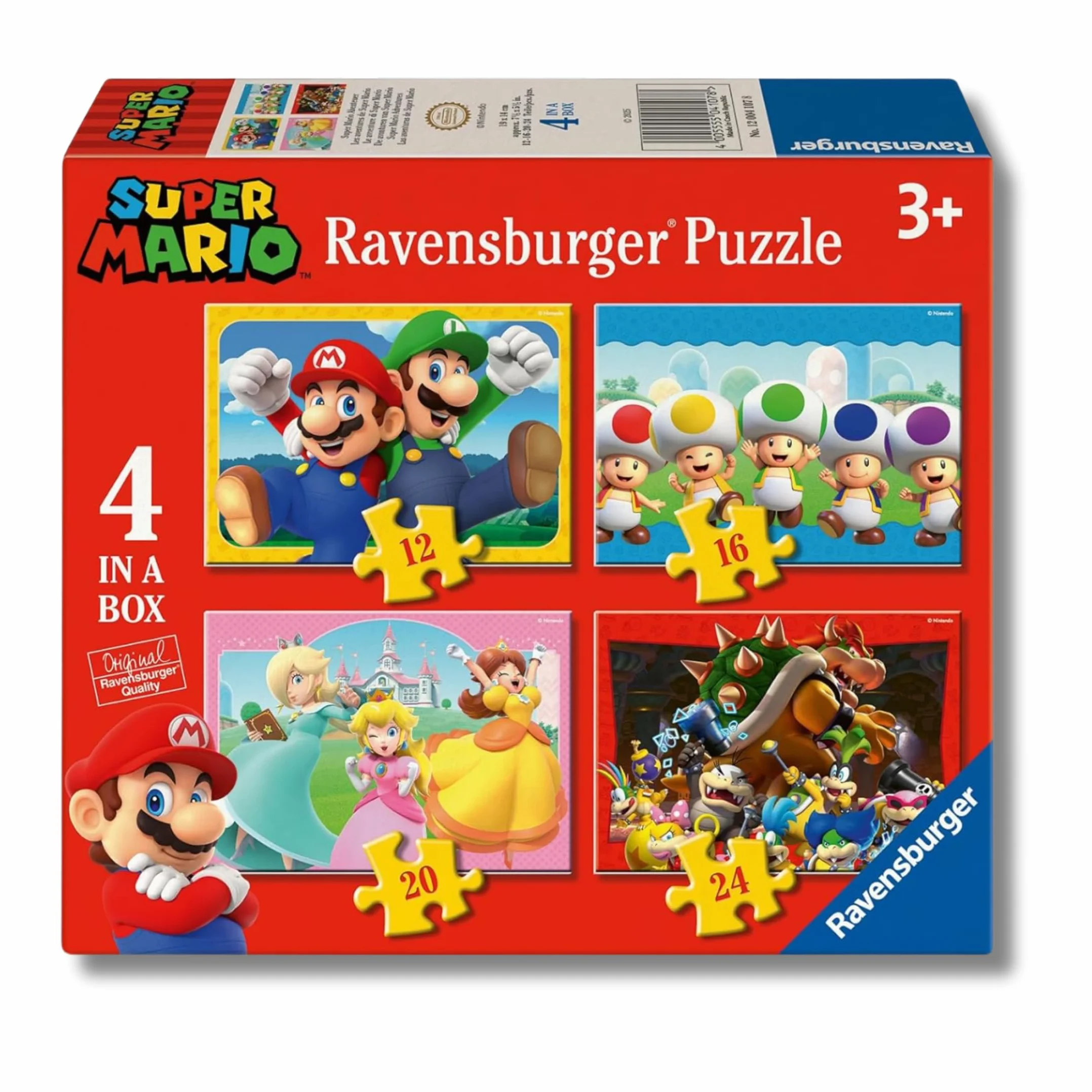 Ravensburger Super Mario 4 in a box Puzzle 3 Años O Más 12-16-20-24 Piezas Rompecabezas Niños 19x14cm