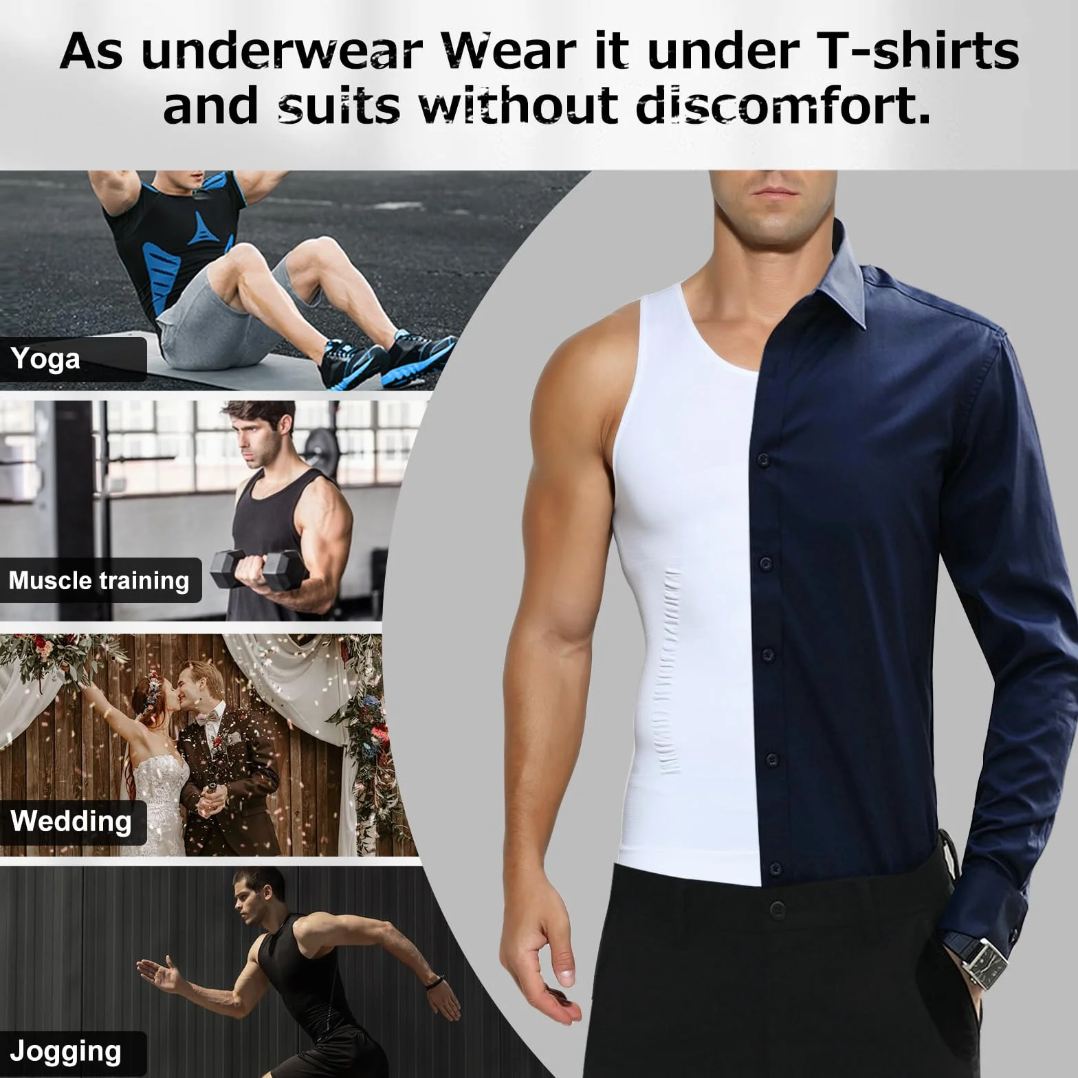 Casey Kevin Faja Chaleco Hombre Camiseta Reductora Compresión Slim Body Shaper Alta Elasticidad S-XXL